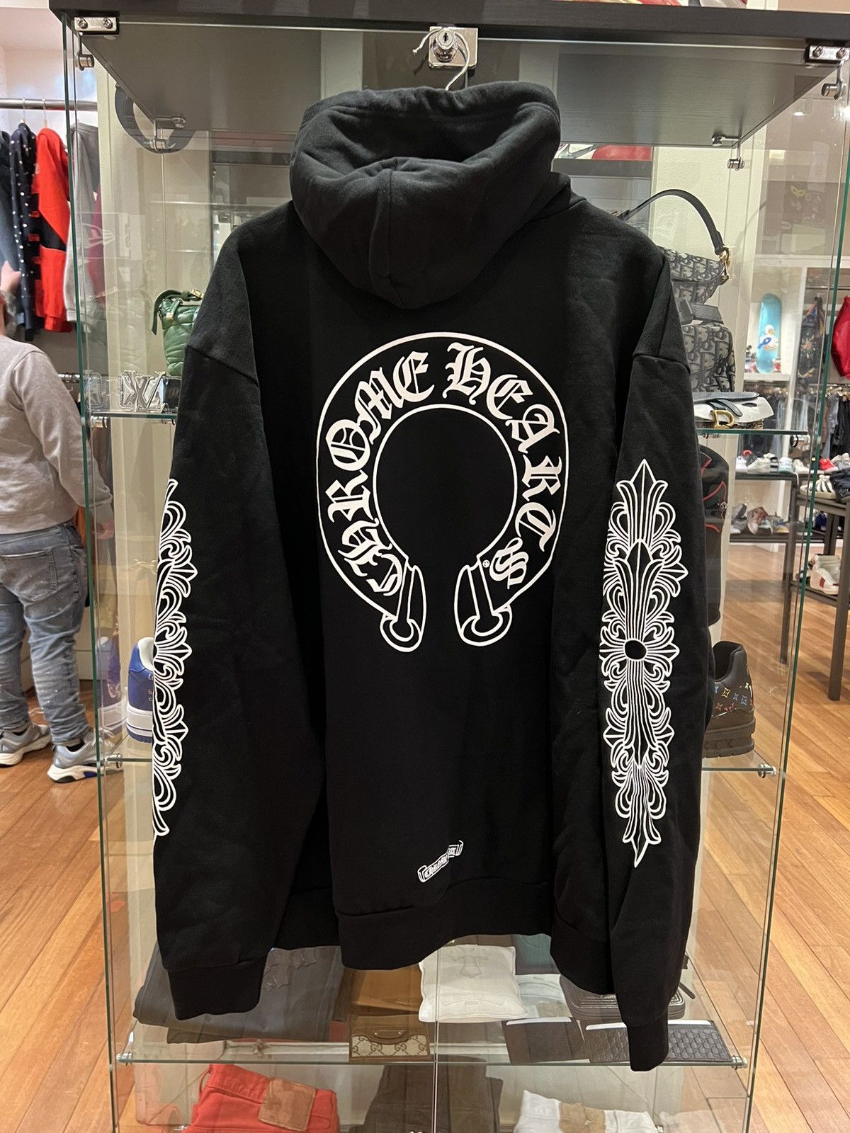 Floral Cross Horseshoe Chrome Heart White Hoodie - HJacket