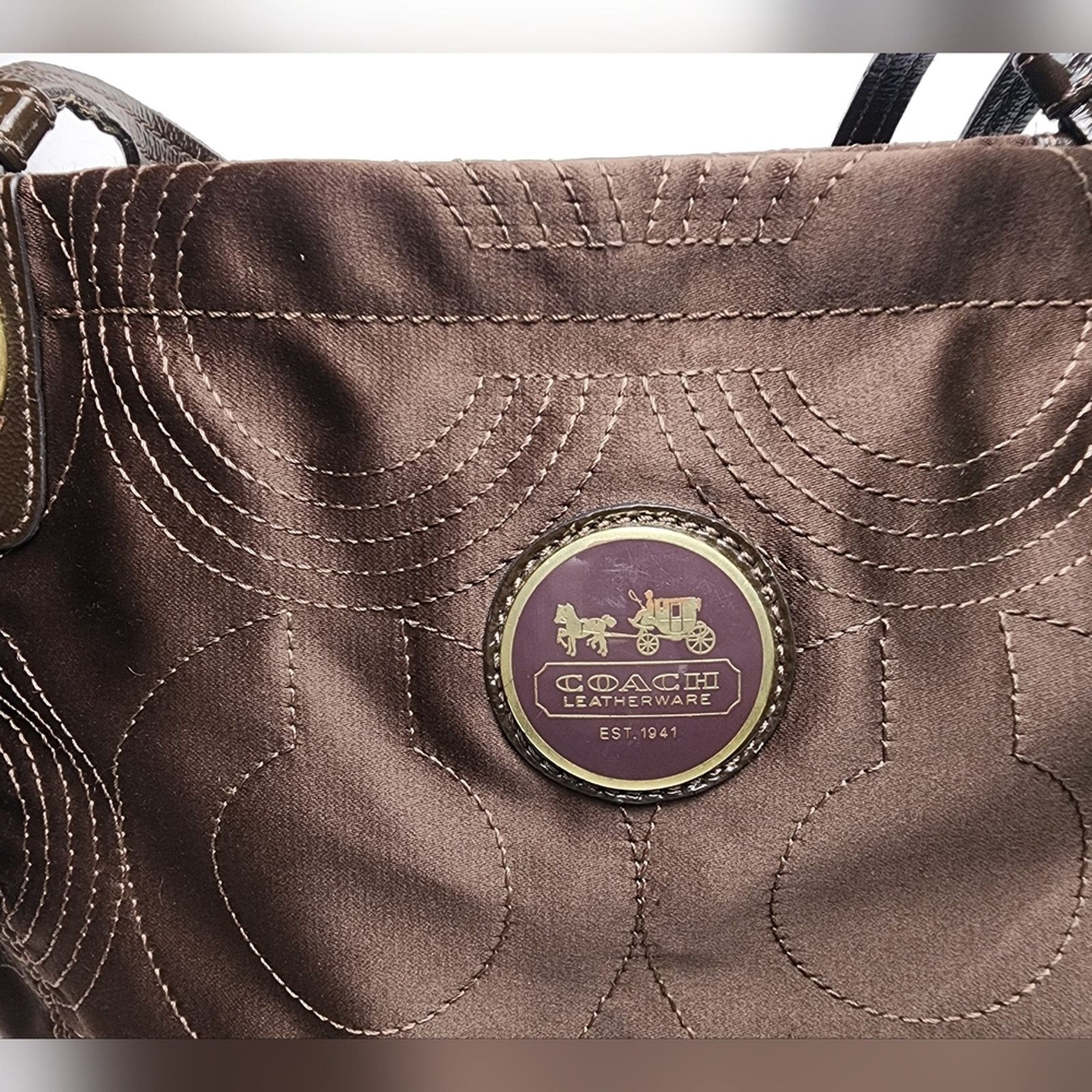 Coach Coach purple satin and enamel Brown Tote Bag J0973 Size ONE SIZE - 15 Thumbnail