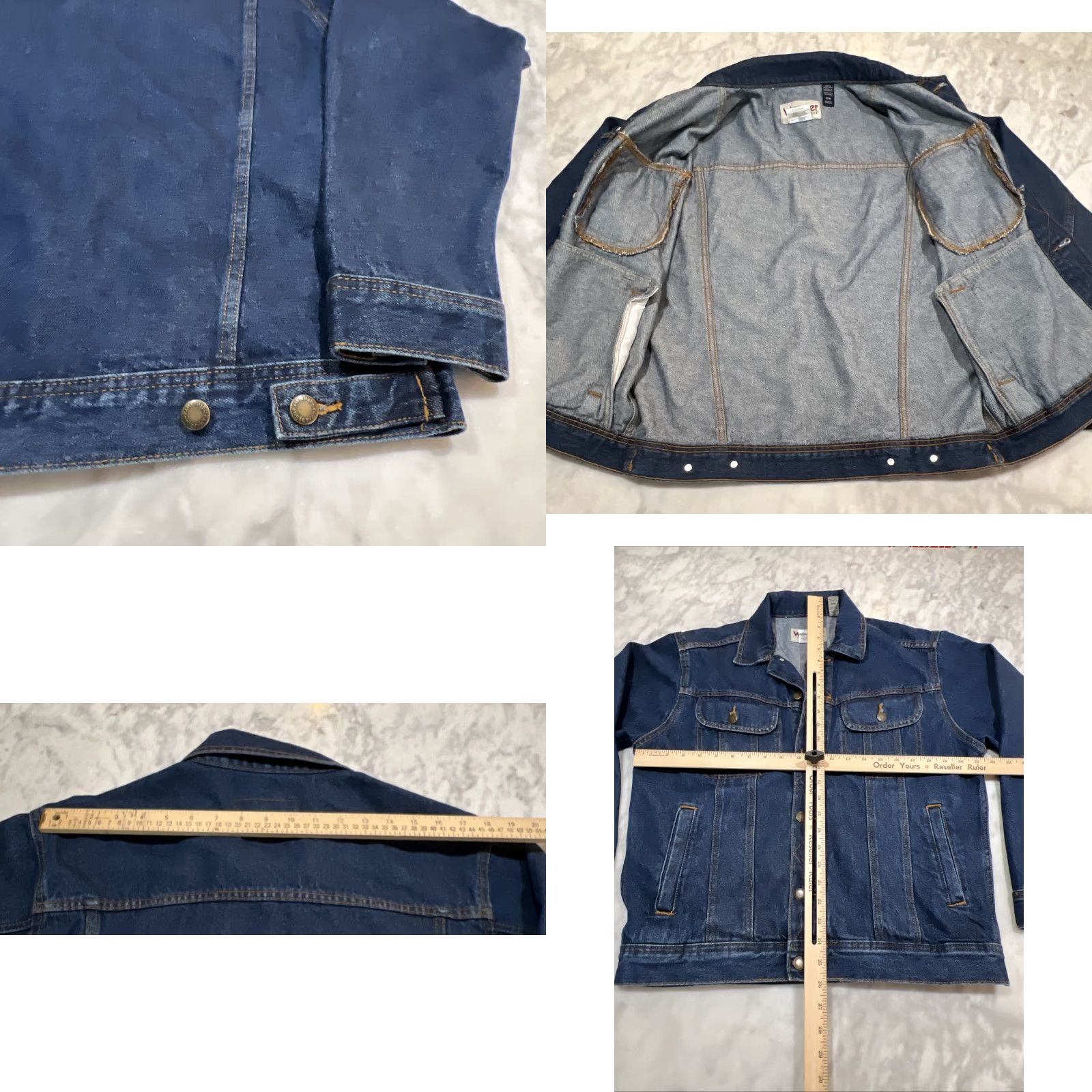 Wrangler Wrangler Rugged Wear Denim Jacket Men M Blue RJK30AN Trucker Dark Bomber Jacket Jeans Style Size US 31 - 8 Thumbnail