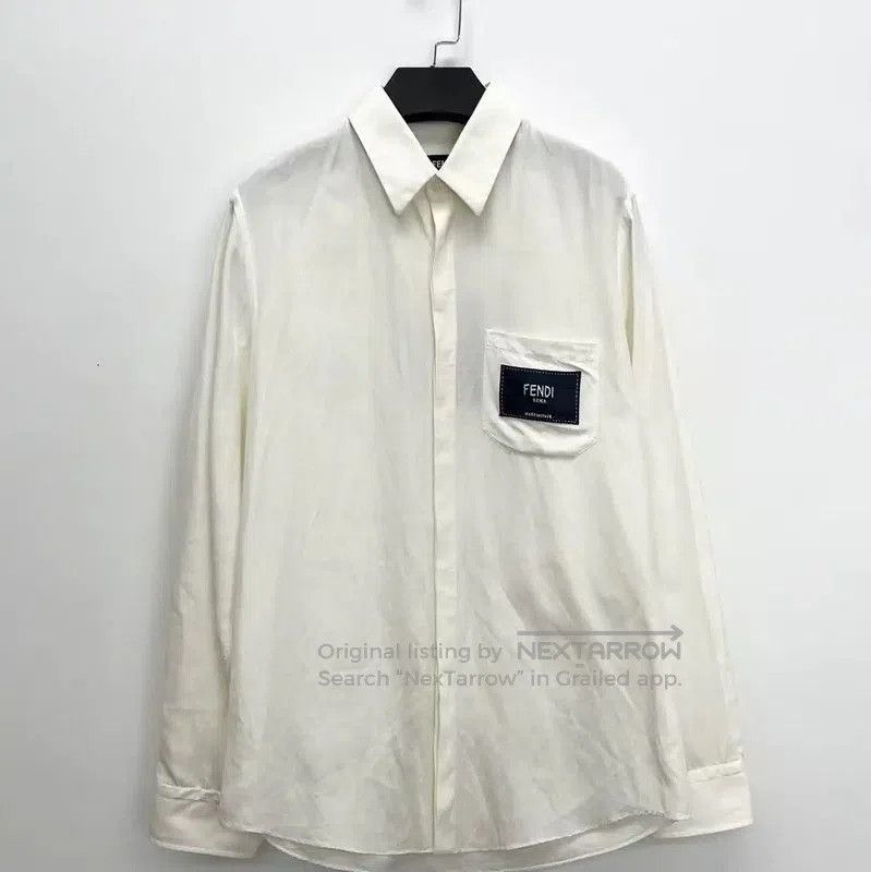 Fendi Fendi White Cotton Embroidered Long Shirt . Size S / US 4 / IT 40 - 1 Thumbnail
