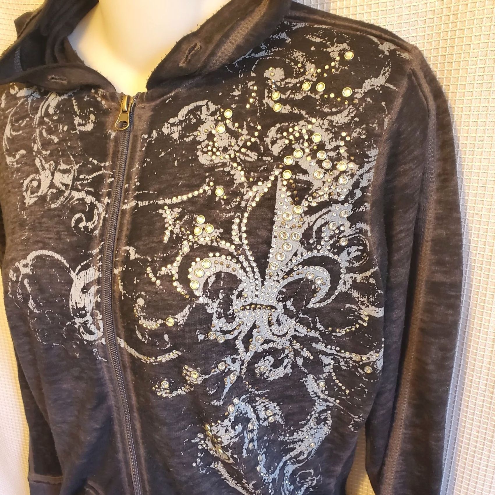 Vintage VINTAGE Cowgirl Legend Hoodie Sz S Black Burnout Full Zip Western Bling Rhinestone Womens Size S / US 4 / IT 40 - 3 Thumbnail