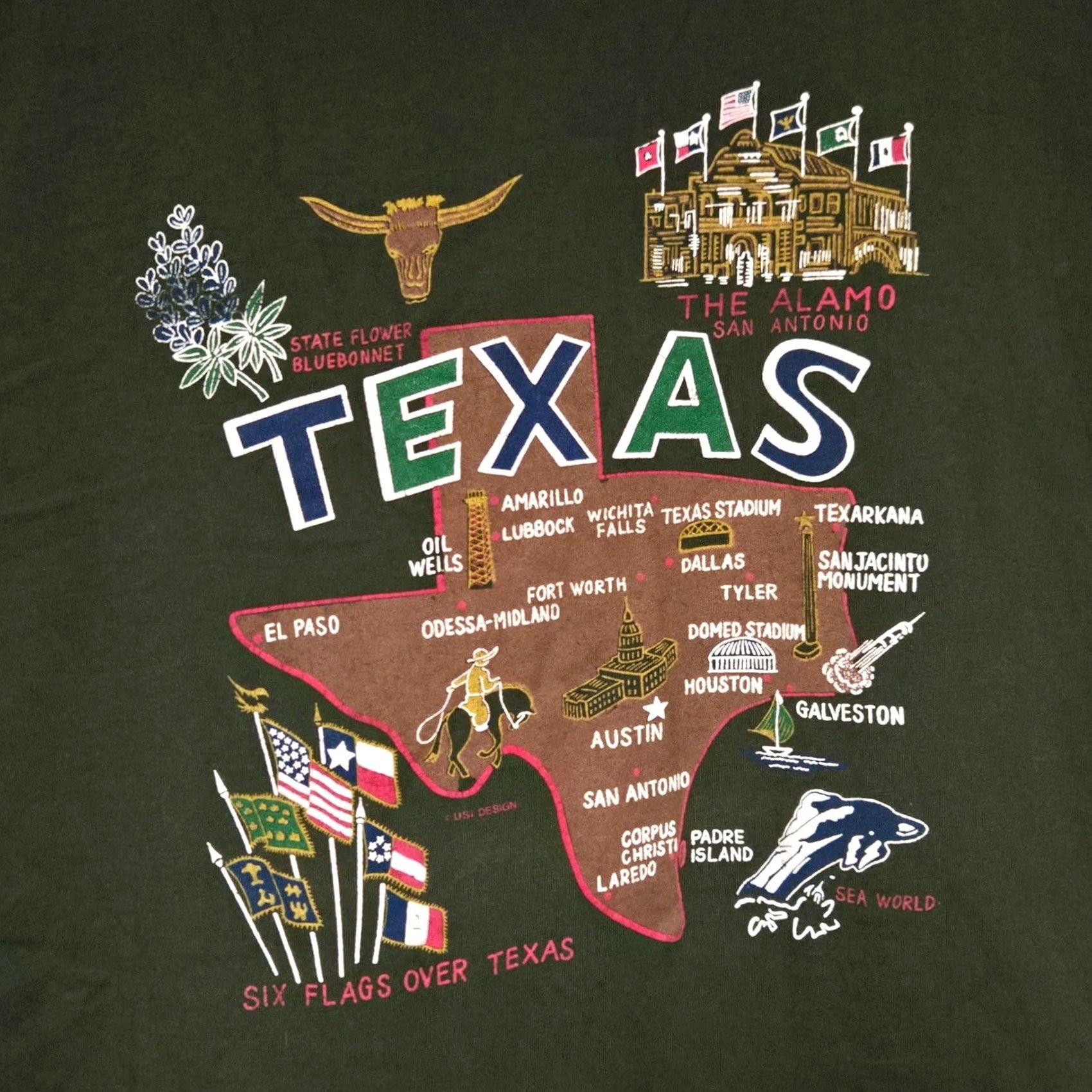 Vintage VINTAGE Six Flags Over Texas T-Shirt XXL Green Short Sleeve 90's Mens Size US XXL / EU 58 / 5 - 2 Thumbnail