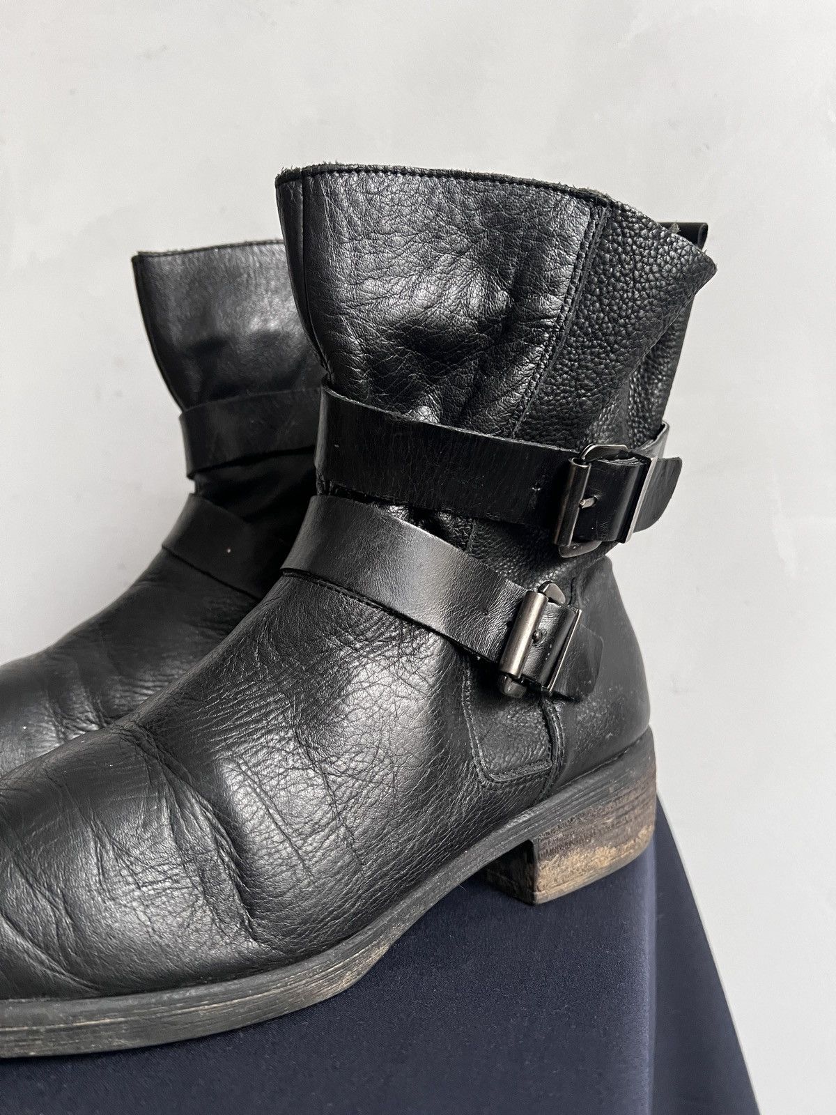 Hedi Slimane Undercover style leather belted avant garde boots hype Size US 7.5 / EU 40-41 - 7 Thumbnail