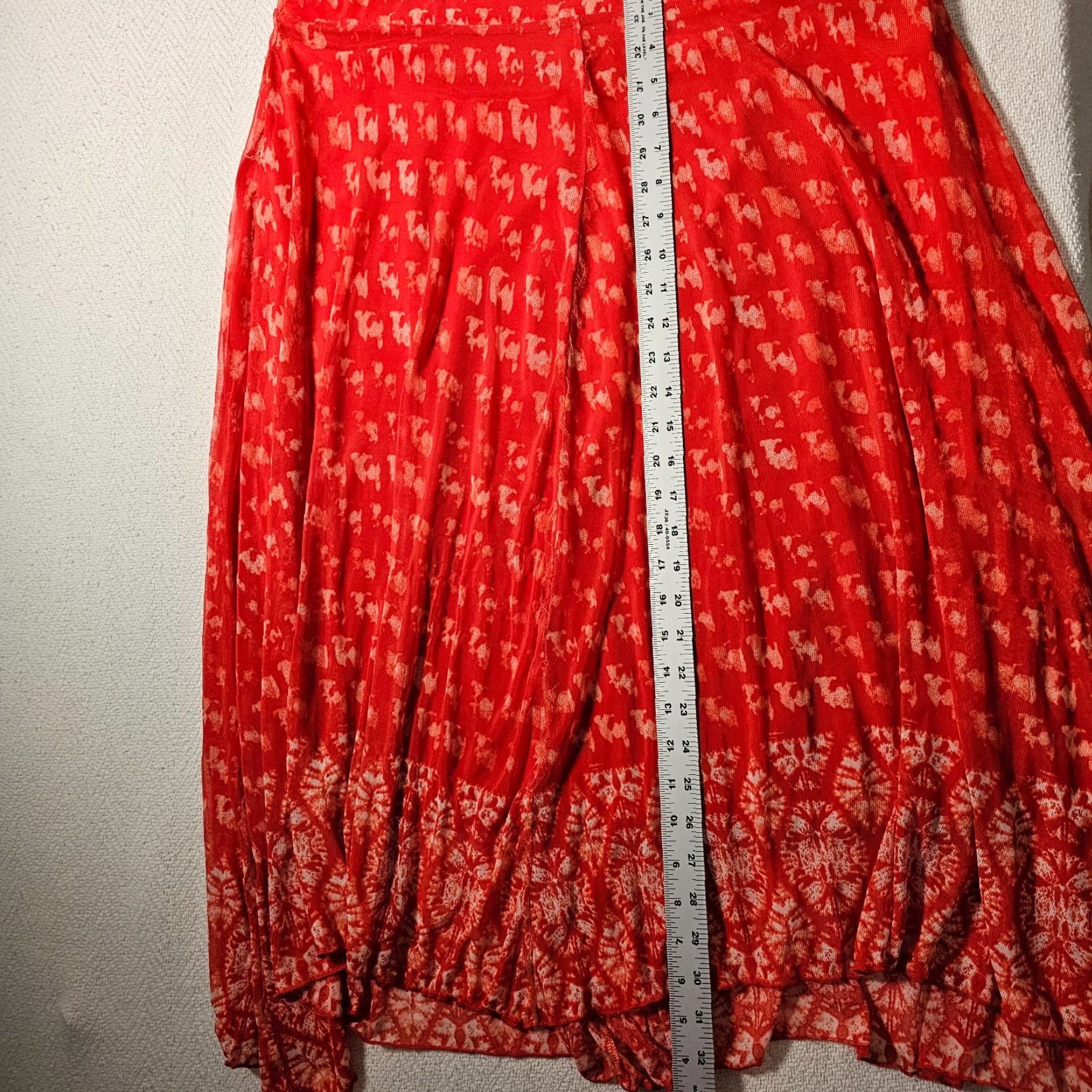 Vintage VINTAGE John Paul Richard Midi Skirt Women XL Orange A-Line Boho 80s 90s Festival Hippie Beach Stretch Size 40" / US 18 - 5 Thumbnail