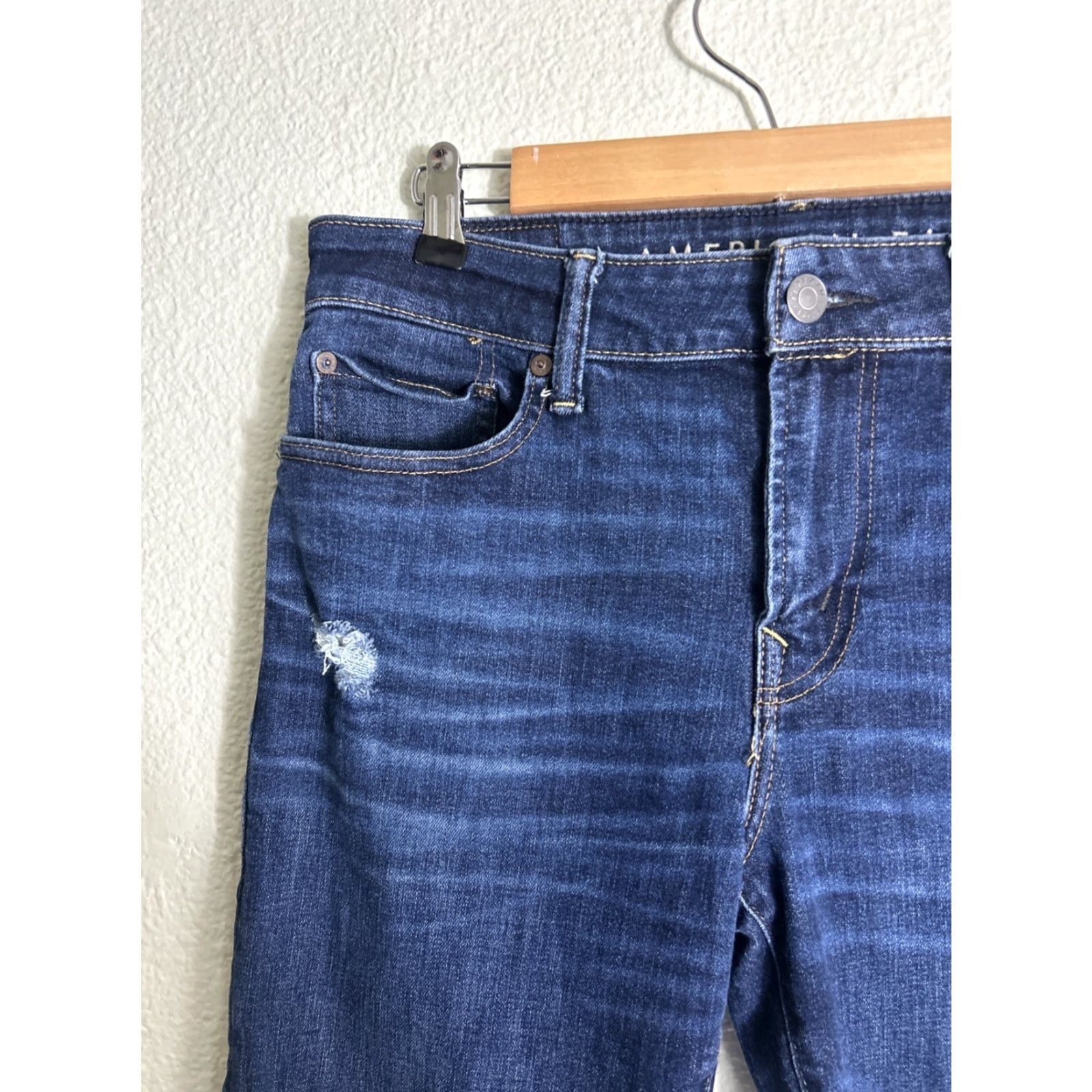 American Eagle Outfitters american eagle Next Level Airflex jeans Dark Wash Distressed Size 32x32 Skinny Size US 32 / EU 48 - 5 Thumbnail