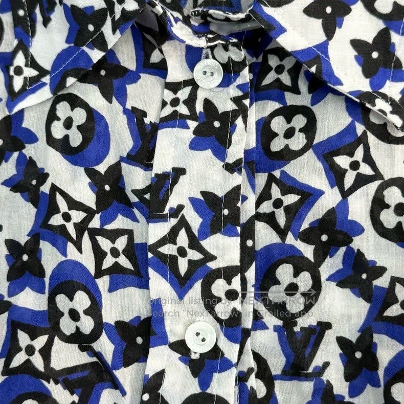 Louis Vuitton Louis Vuitton Blue full logo cotton shirt Size US XXS / EU 40 - 7 Thumbnail