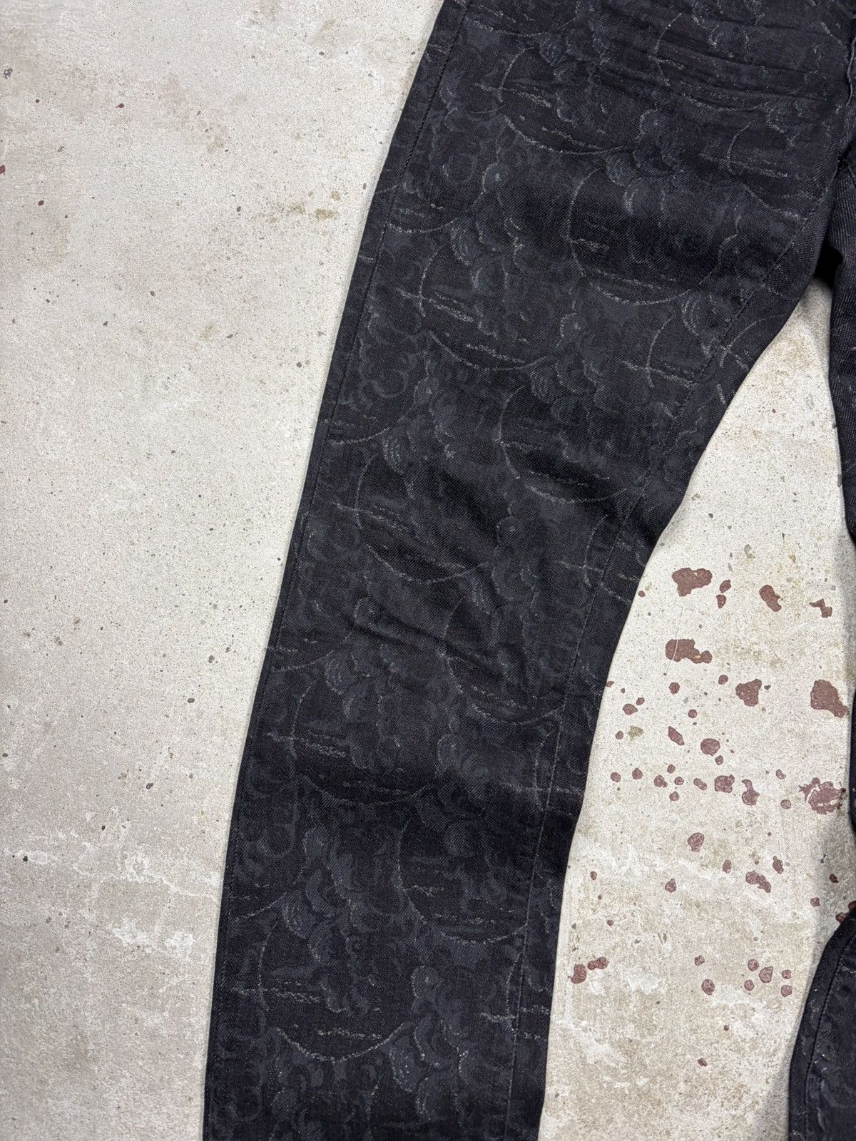 Just Cavalli 2000s Just Roberto Cavalli Abstract Floral Print Black Jeans Size 30" / US 8 / IT 44 - 5 Thumbnail