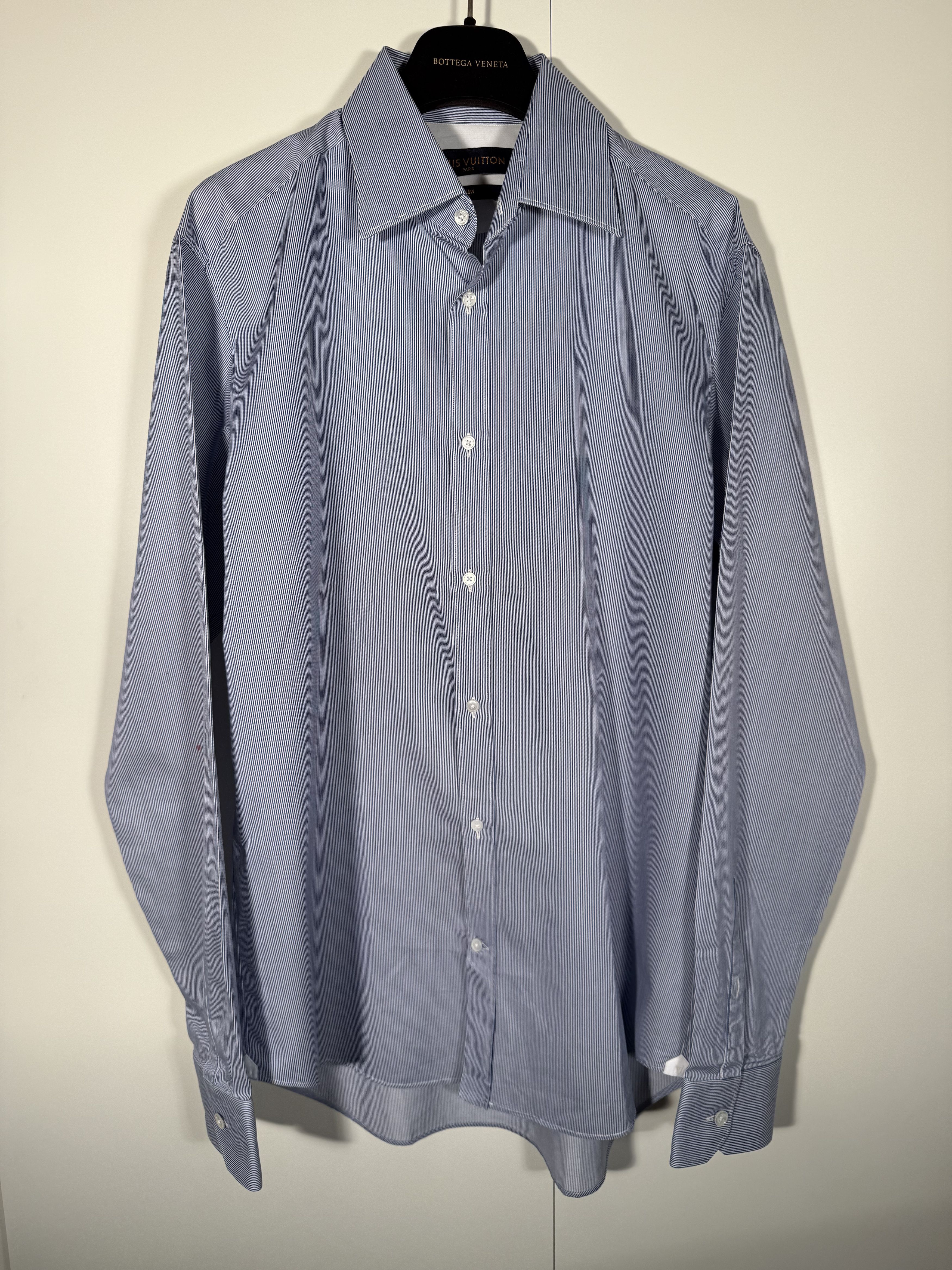 Louis Vuitton Striped Cotton Shirt - LV Side Details Size US S / EU 44-46 / 1 - 1 Thumbnail