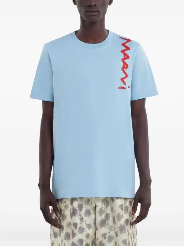 Marni o1w1db11125 Lettering-Deteiling T-Shirt in Blue Size US XL / EU 56 / 4 - 2 Thumbnail