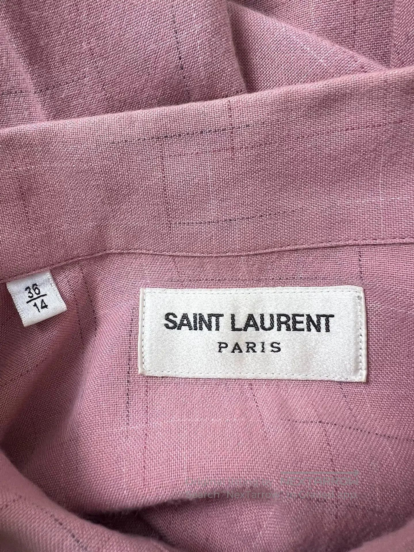 Saint Laurent Paris Saint Laurent Pink Bamboo Stripe Shirt. Size XS / US 0-2 / IT 36-38 - 4 Thumbnail