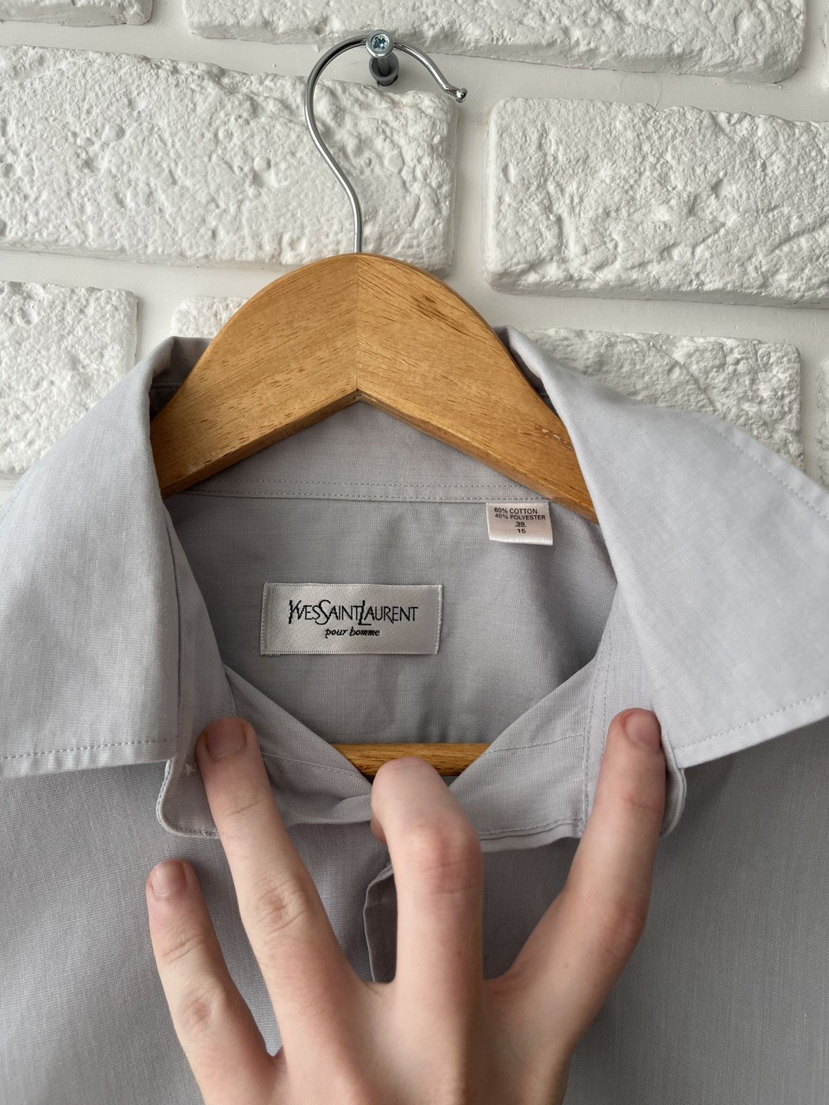 Yves Saint Laurent CRAZY VINTAGE 90s YSL GRAY BLANK SHIRT Y2K Size US L / EU 52-54 / 3 - 3 Thumbnail