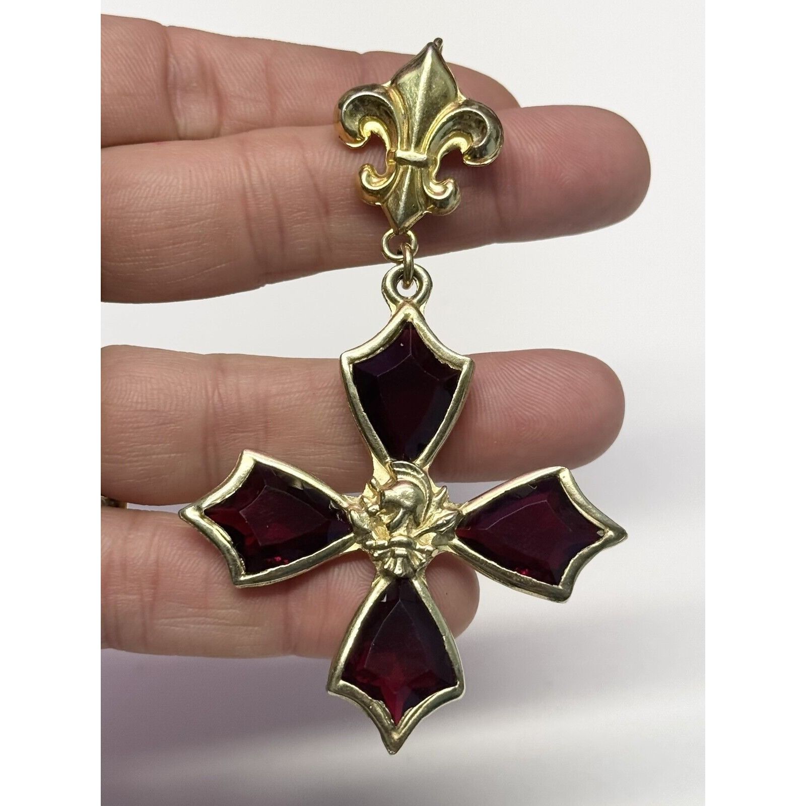 Vintage Vintage Accessocraft NYC Red glass Maltese cross brooch pin Size ONE SIZE - 4 Thumbnail