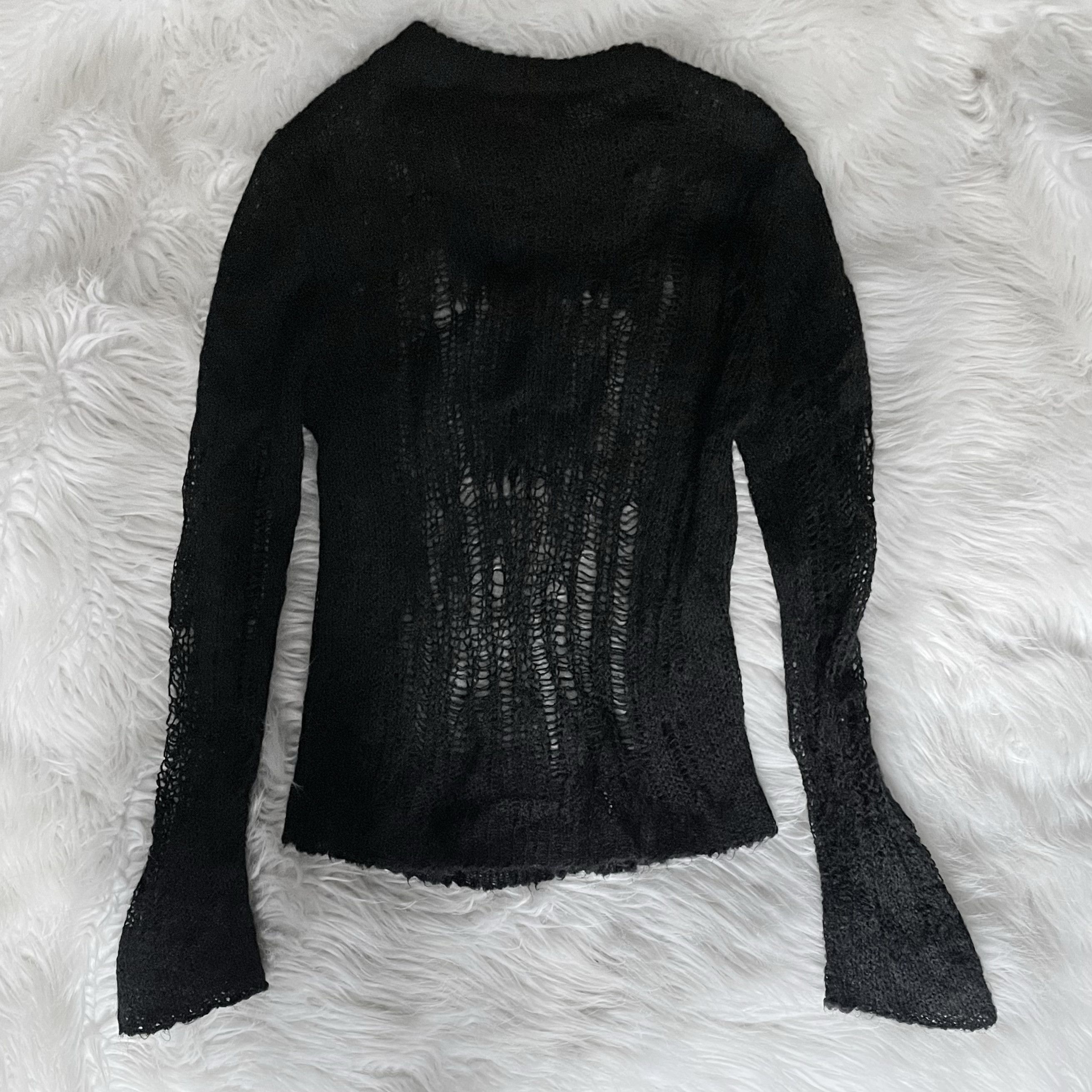 Designer Black Loose / Open Knit Distressed Sweater Size Small Size US S / EU 44-46 / 1 - 2 Thumbnail