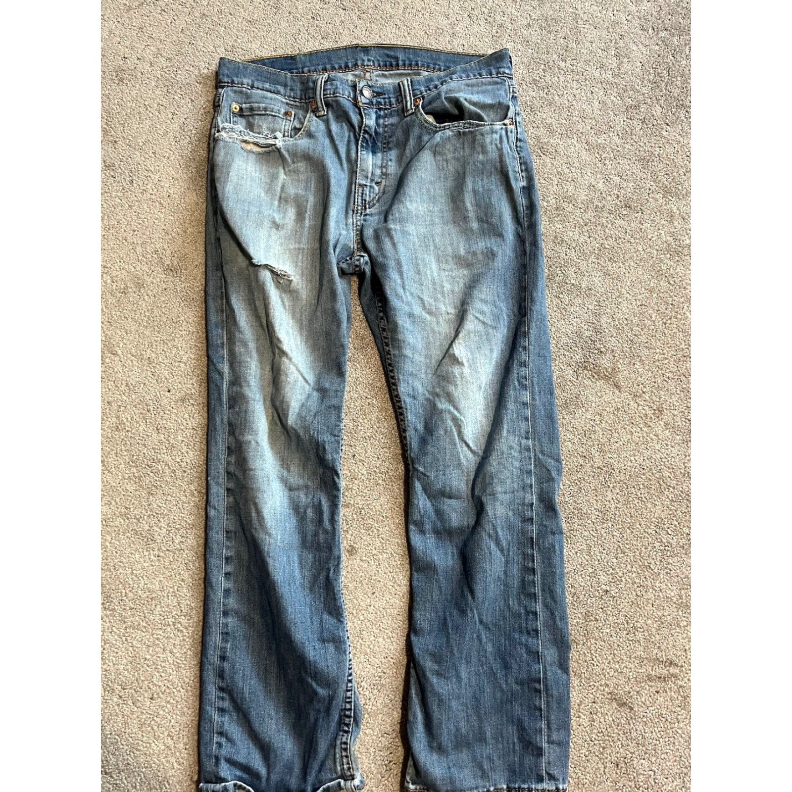 Levi's Men's Levi's 514 Slim Straight Jeans Blue Denim 32x30 Mid Wash 90s Style Size US 32 / EU 48 - 3 Thumbnail