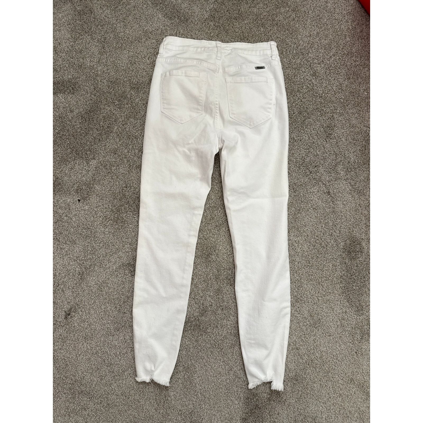 Kancan USA Kancan White Hi Rise Button Fly Jeans Raw Hem Denim, sz 7/27 Size 27" / US 4 / IT 40 - 6 Thumbnail