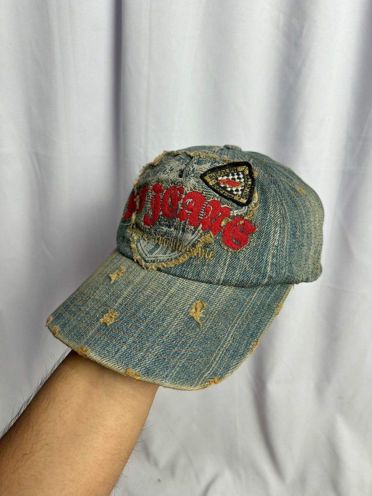 If Six Was Nine × Japanese Brand × Le Grande Bleu (L.G.B.) Distressed Denim Hat Rudolph Valentino Japanese Style Size ONE SIZE - 2 Thumbnail