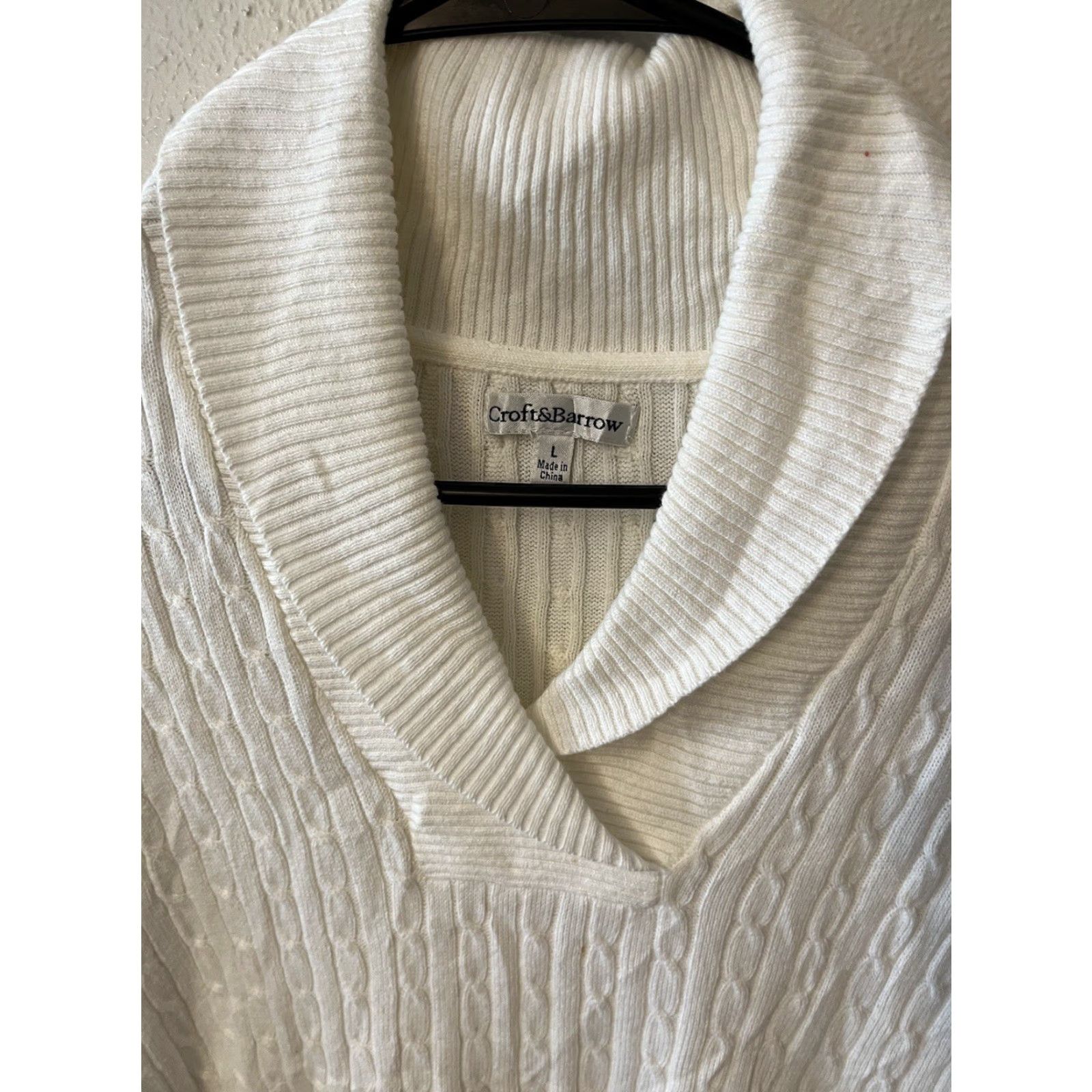 Croft & Barrow Croft & Barrow Womens Cotton Cable Knit Pullover Sweater White Long Sleeve Large Women s Size L / US 10 / IT 46 - 2 Thumbnail