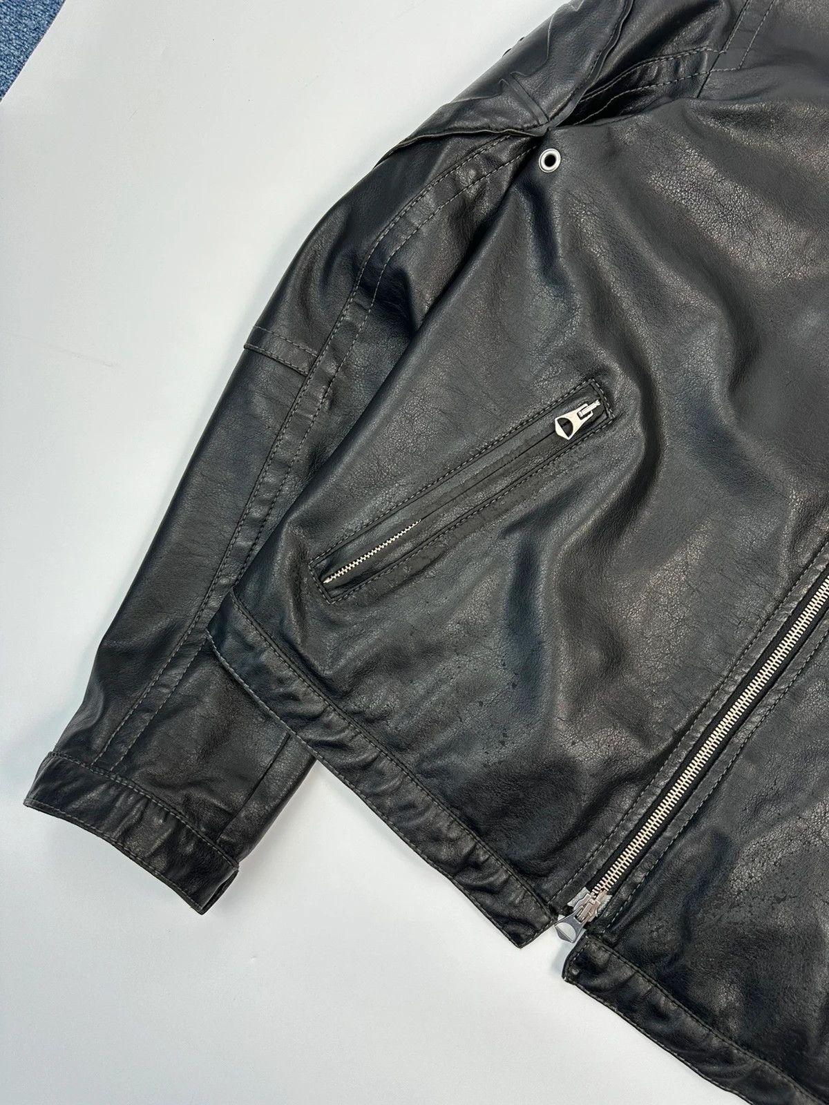 Armani Armani Jeans 00’s Black Faux Leather Jacket Size US M / EU 48-50 / 2 - 9 Thumbnail