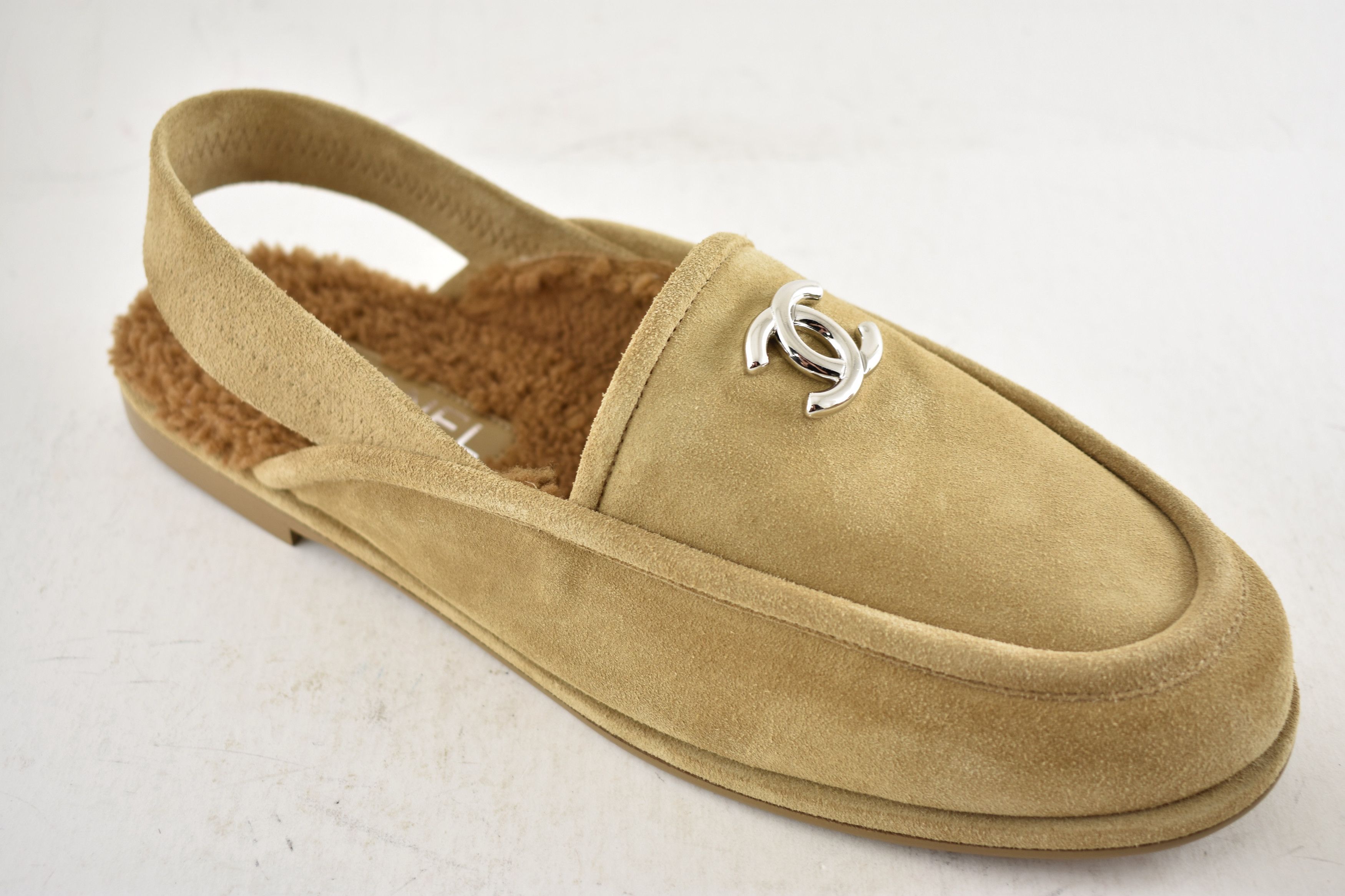 Chanel Chanel Suede CC Shearling Moccasin Slingback Loafer Flat 41 Size US 11 / IT 41 - 5 Thumbnail