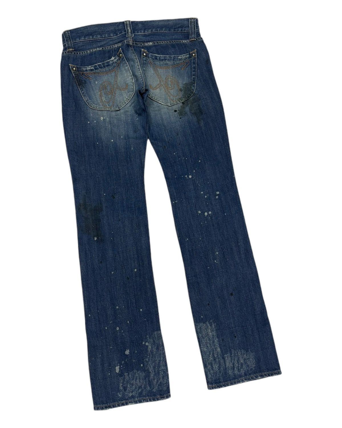 Hysteric Glamour × Japanese Brand DISTRESSED DENIM JOLLY ROGER RARE DESIGN PUNK JEANS Size US 32 / EU 48 - 6 Thumbnail