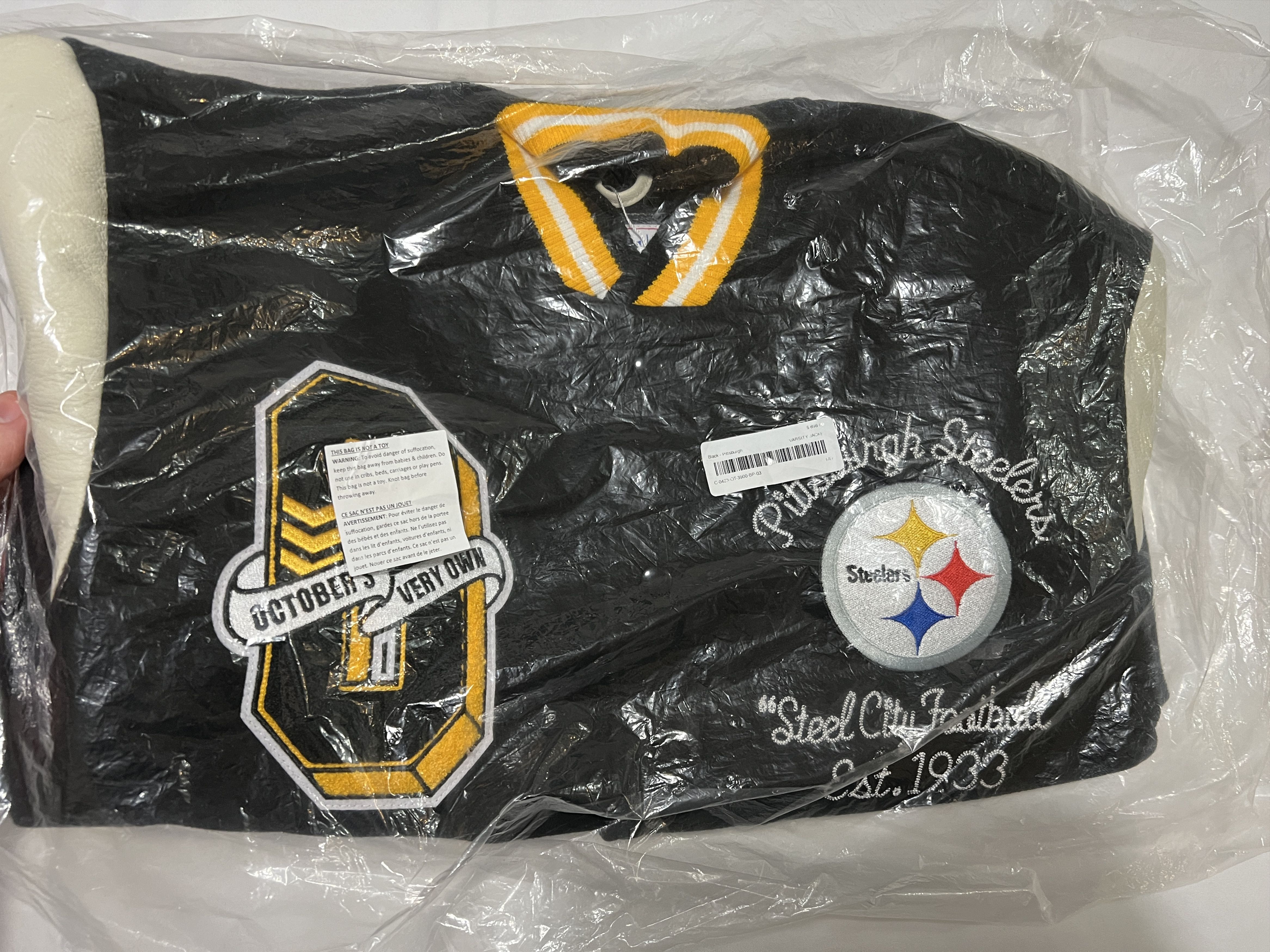 Drake OVO x NFL PITTSBURGH STEELERS OG OWL GAME DAY VARSITY JACKET Size US M / EU 48-50 / 2 - 6 Thumbnail