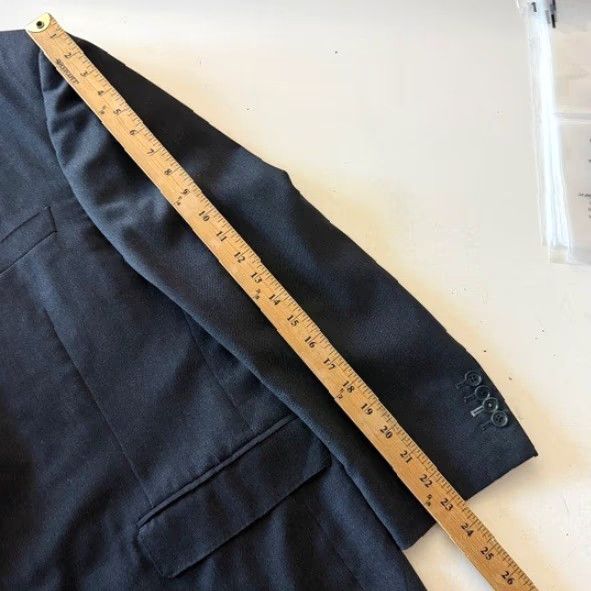 Canali CANALI 1934 Blazer Jacket Mens 44R Solid Charcoal Black Wool 2 Button Single-Breasted Notch Lapel Size 44R - 7 Thumbnail