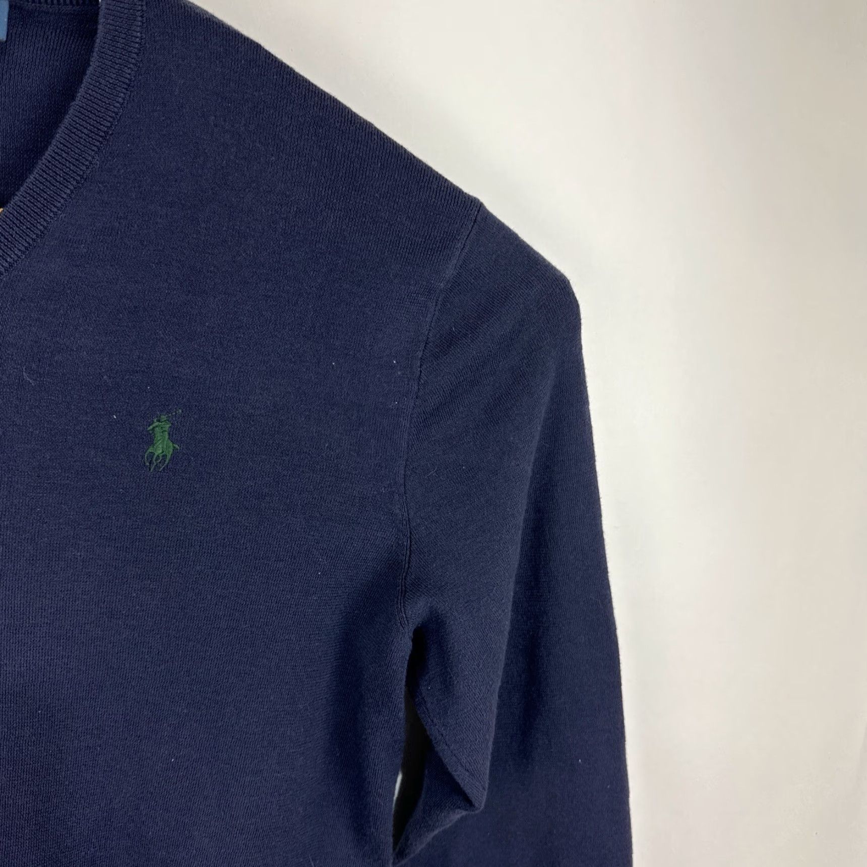 Ralph Lauren Polo Ralph Lauren Sweater Pullover V-Neck Navy Blue Men’s L Knit Cotton Logo Embroidered Classic Designer Preppy Size US L / EU 52-54 / 3 - 5 Thumbnail