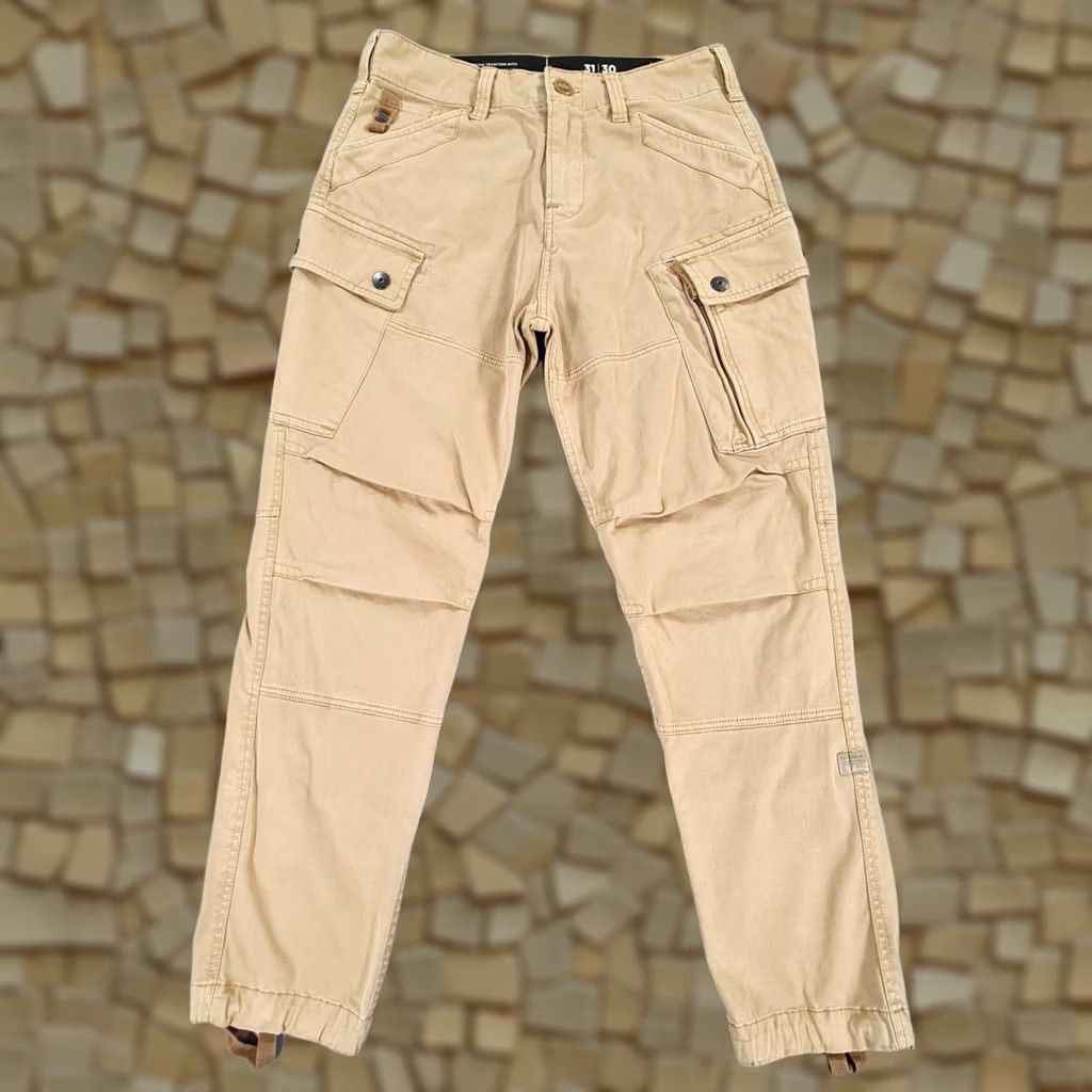 G-Star G-Star Mens Cargo Pants Beige W31 L30 Roxic Straight Tapered Leg Trousers Size US 31 - 1 Thumbnail