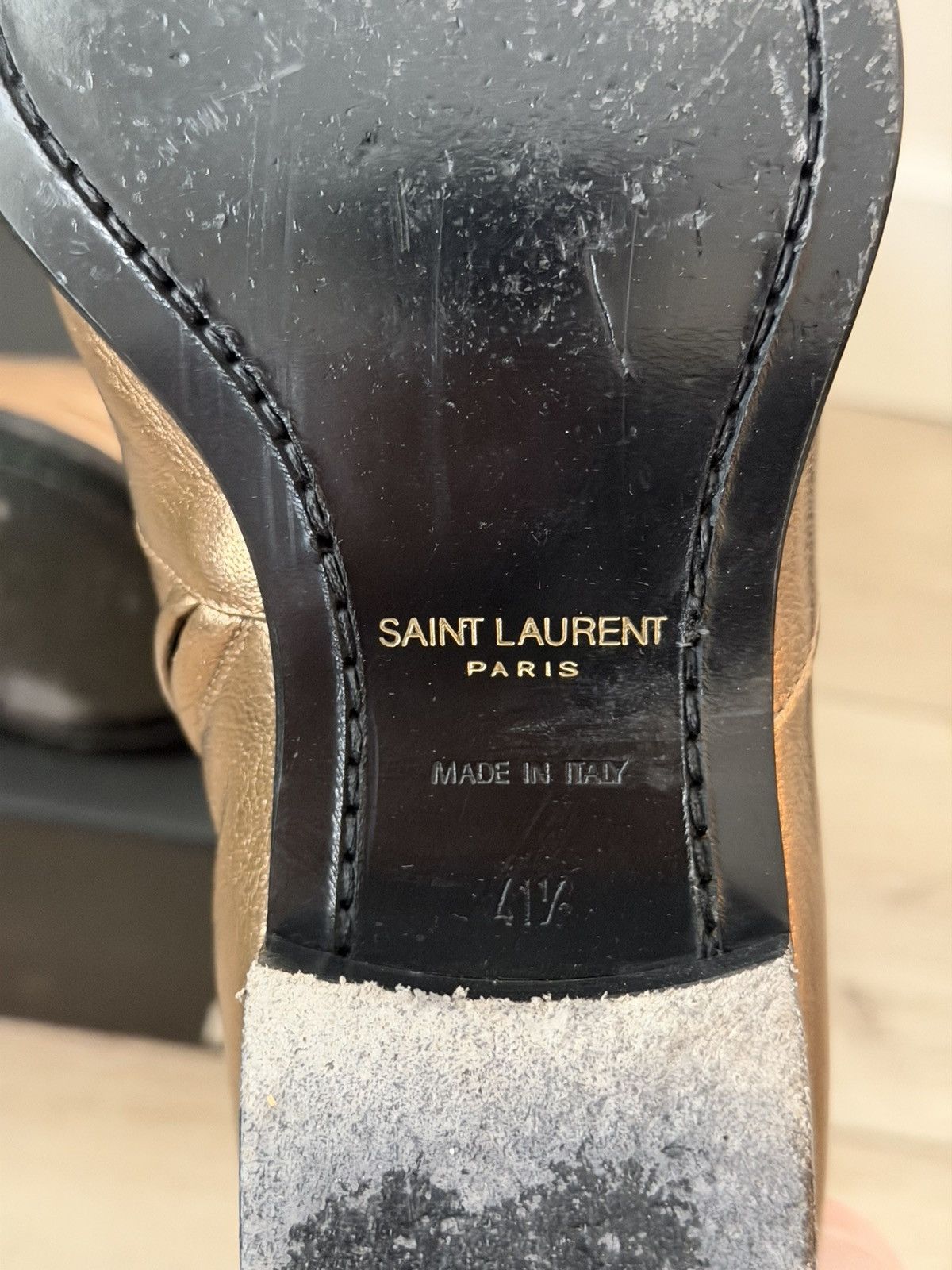 Saint Laurent Paris Gold Leather Wyatt 40mm Boots 41.5 Size US 8.5 / EU 41-42 - 7 Thumbnail