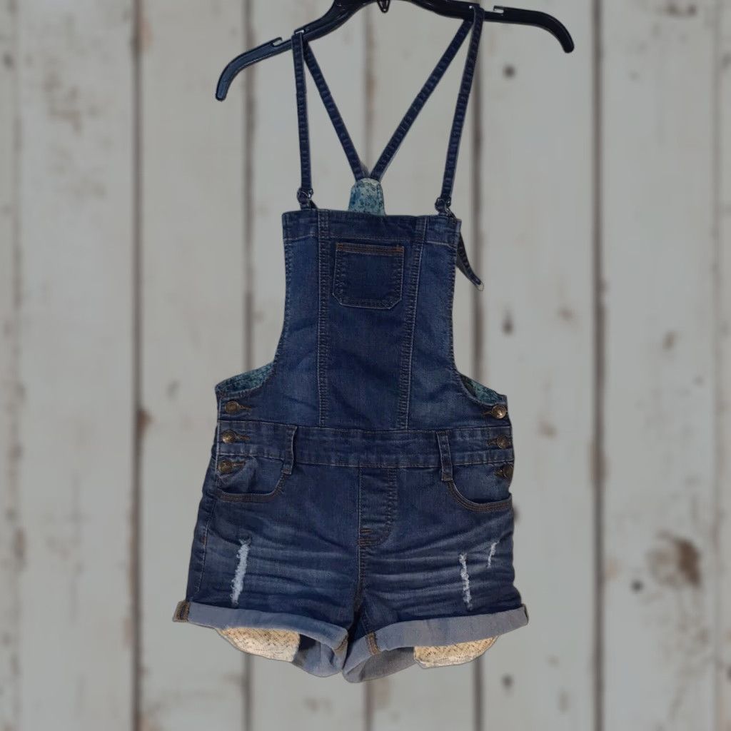 Vintage VINTAGE Papaya Women's Denim Shortalls Size S Dark Wash Casual Summer Spring Stretch Pockets Size 28" / US 6 / IT 42 - 1 Thumbnail