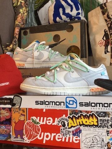 Nike × Off-White × Virgil Abloh 2021 Nike x Off-White Virgil Abloh Lot 26 Sail Grey Dunk Low Size US 12.5 / EU 45-46 - 1 Thumbnail