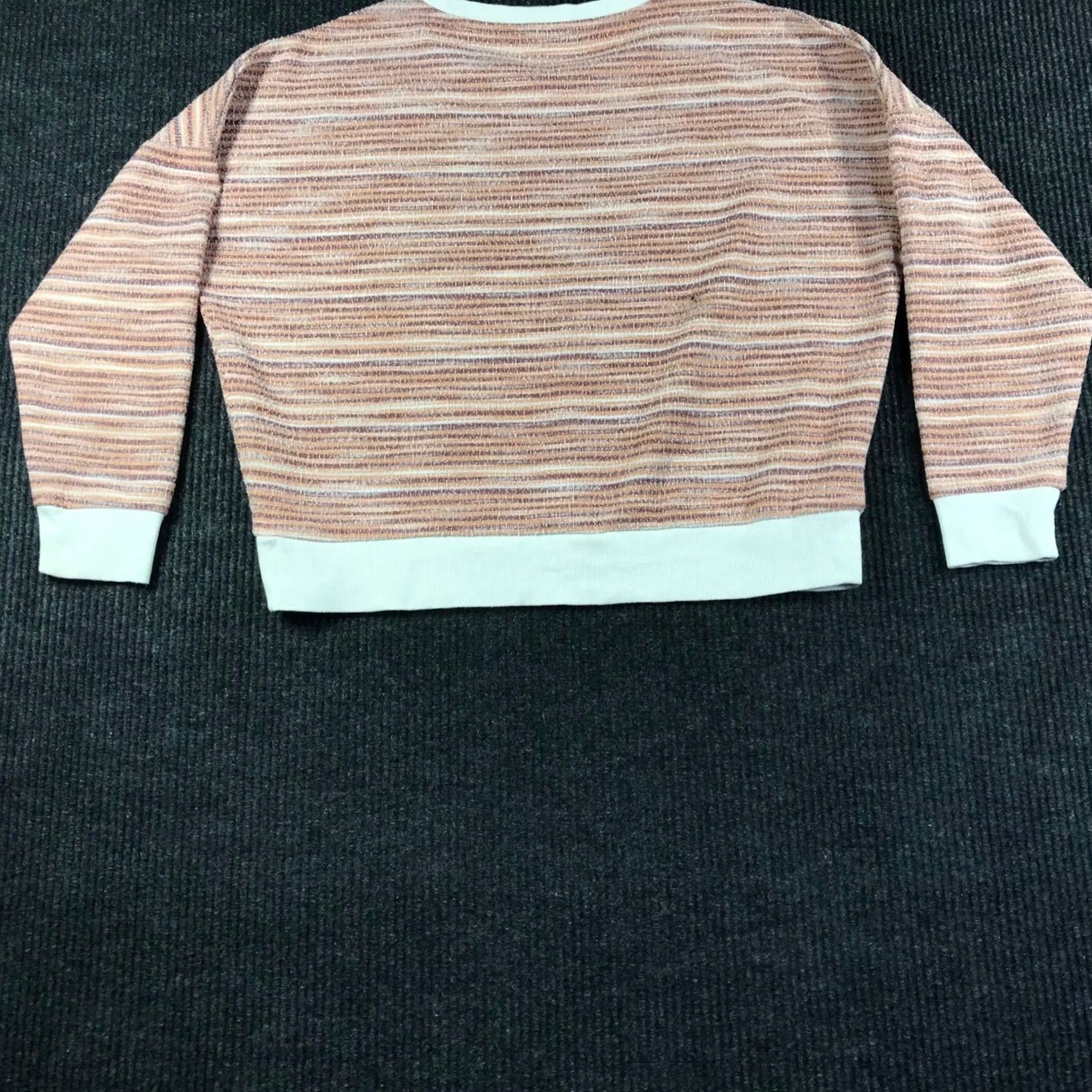 Vintage Natural Reflections Pink Striped Textured Pullover Sweatshirt Top Womens Large Size L Crew Neck Long Sleeve Casual Knit Lightweight Stretch Size L / US 10 / IT 46 - 6 Thumbnail