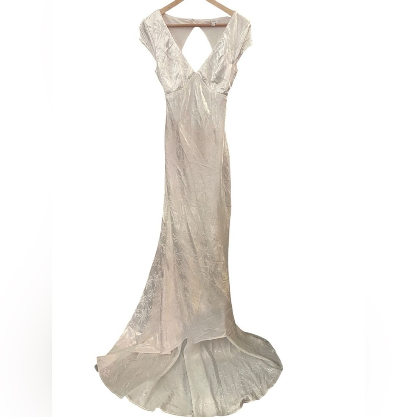 Other Loveliest Dream Satin Jacquard Backless Mermaid Maxi Dress S Size S / US 4 / IT 40 - 2 Thumbnail