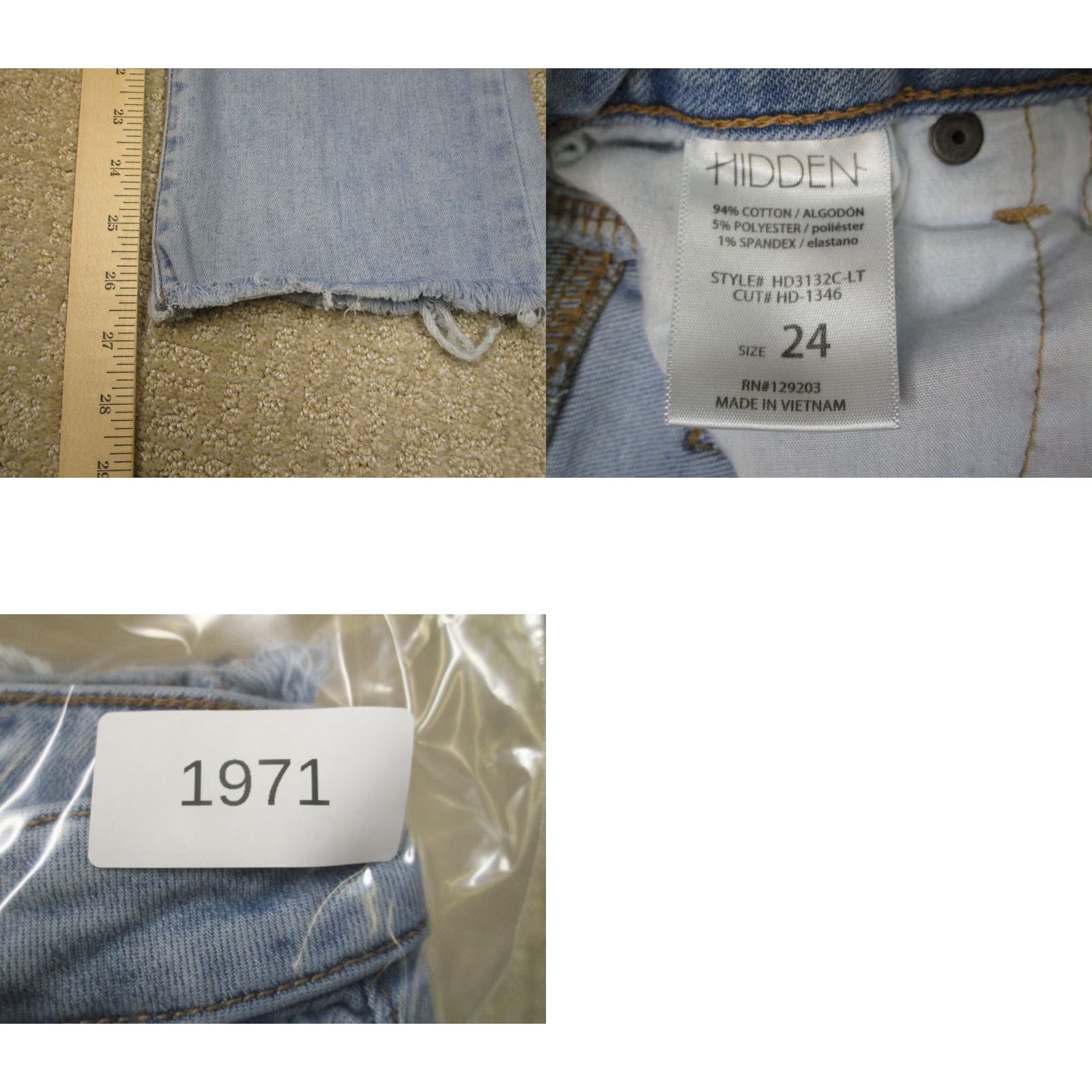 Vintage Hidden Jeans Women 24 Blue High Rise Flared Distressed Light Wash Fray Hem Pants 5-Pocket Denim Slim Regular Blue "" Size 42" / US 20 - 7 Thumbnail