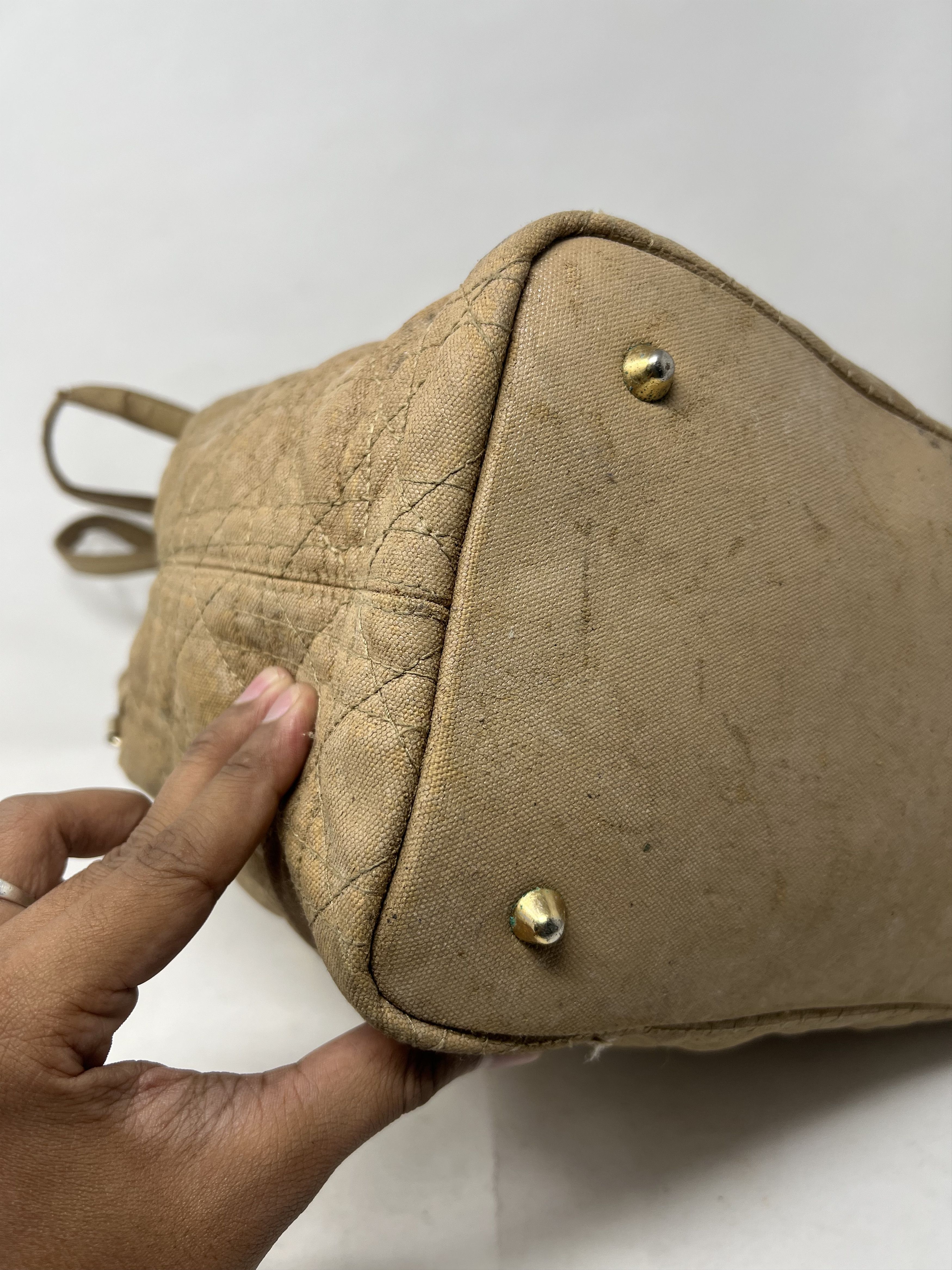 Christian Dior Monsieur Christian Dior Panarea Cannage Quilted Canvas Tote Size ONE SIZE - 9 Thumbnail
