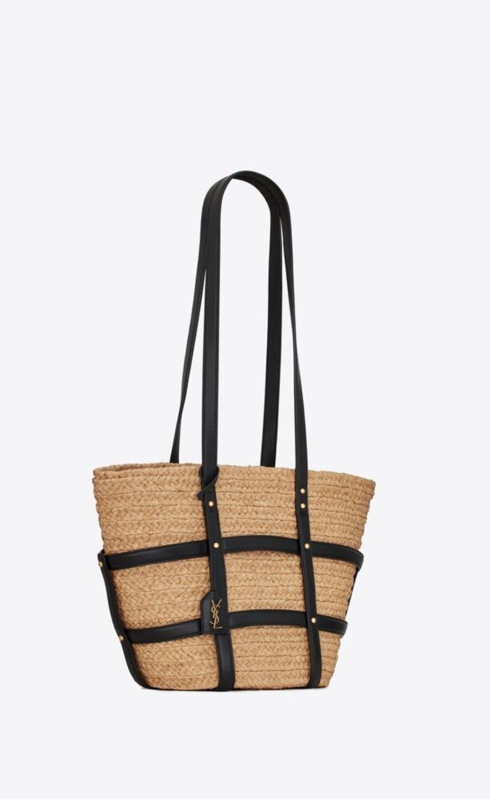 Saint Laurent Paris o1b1hav110824 Size: OS/ Panier Medium Bag in Black/Beige Size ONE SIZE - 4 Thumbnail