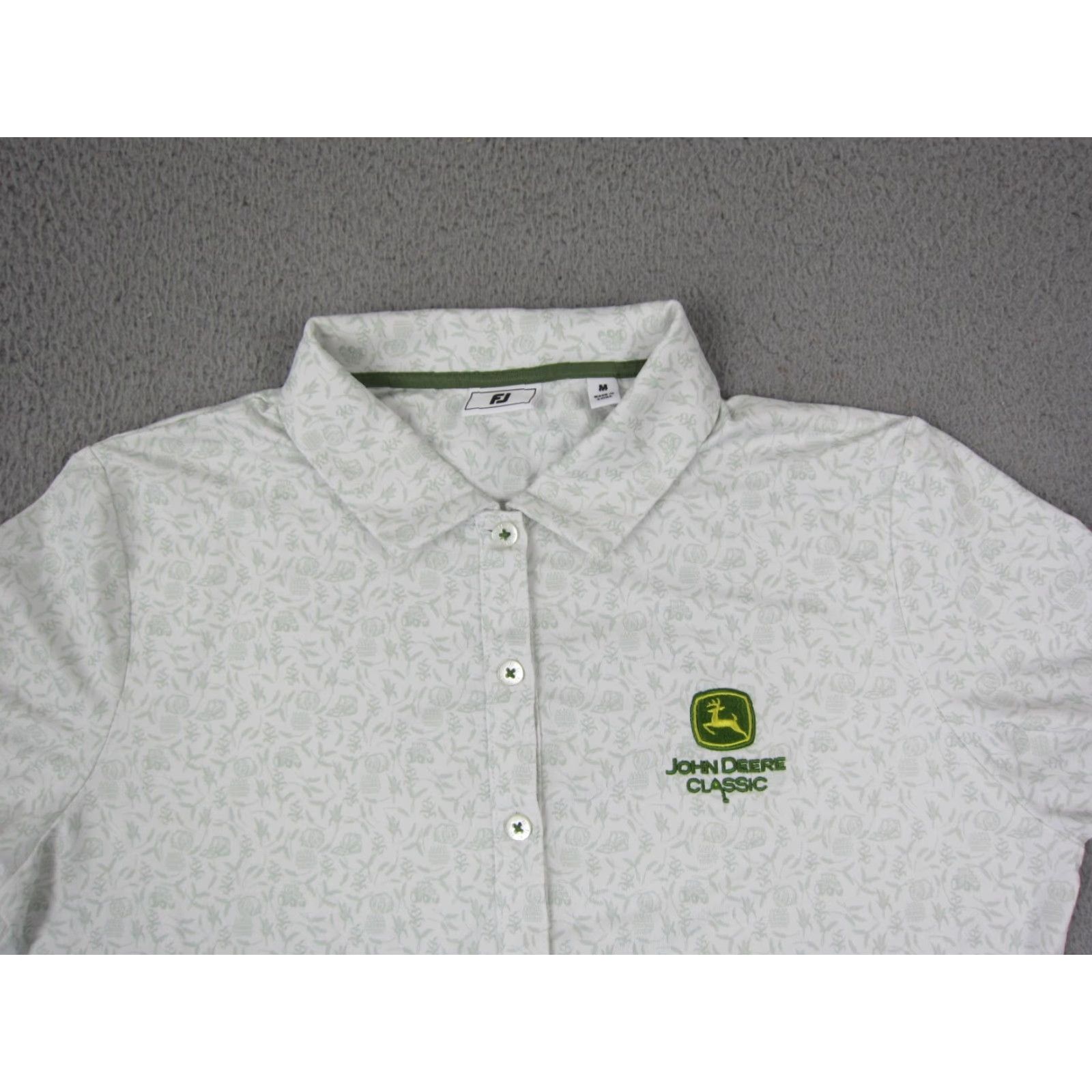 Footjoy FootJoy Polo Shirt Womens M White Green 90s Classic Casual Short Sleeve Polo Shirt Size M / US 6-8 / IT 42-44 - 2 Thumbnail