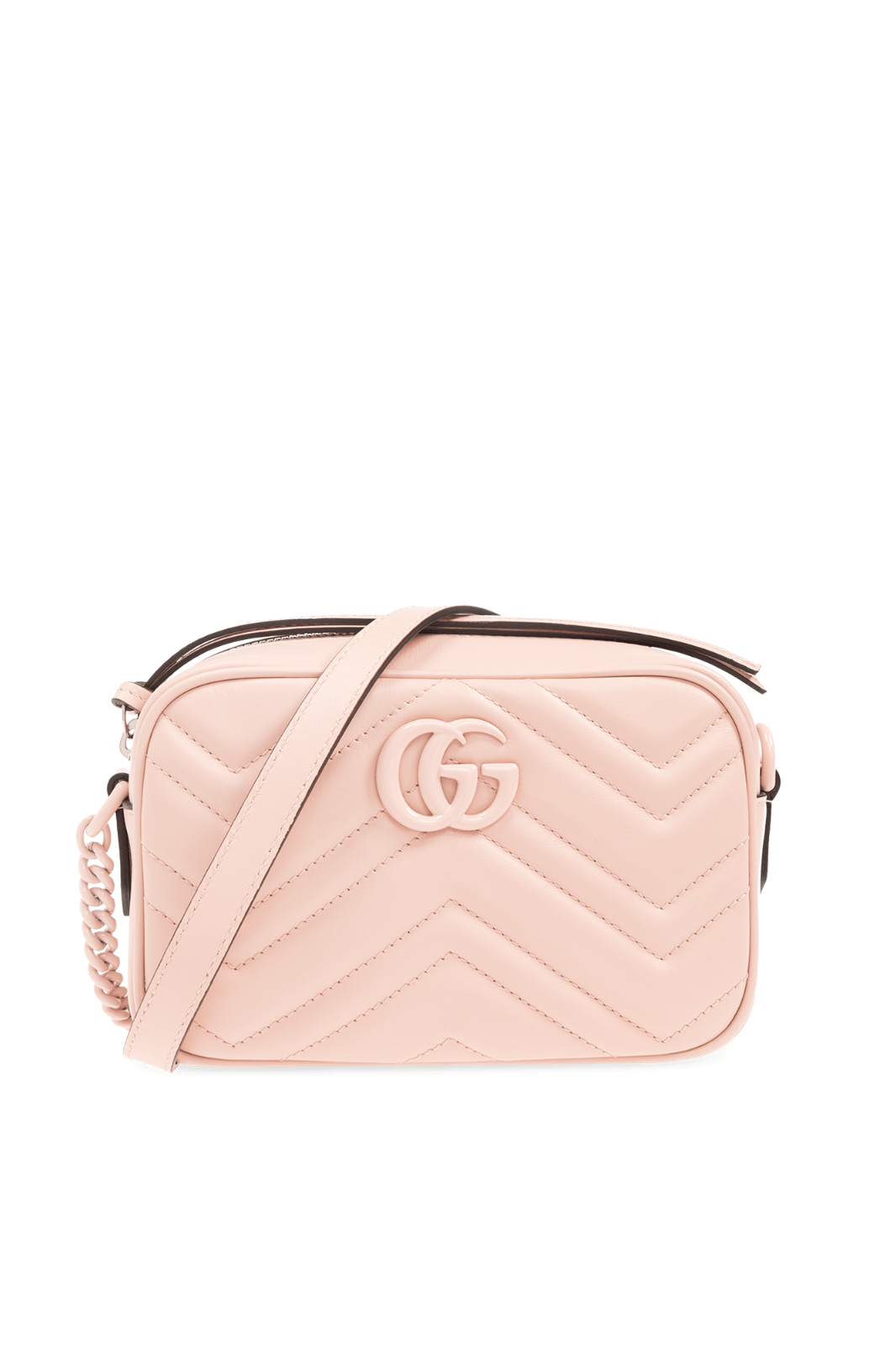 Gucci GUCCI GG Marmont Mini Light Pink Chevron Shoulder Bag Size ONE SIZE - 1 Thumbnail