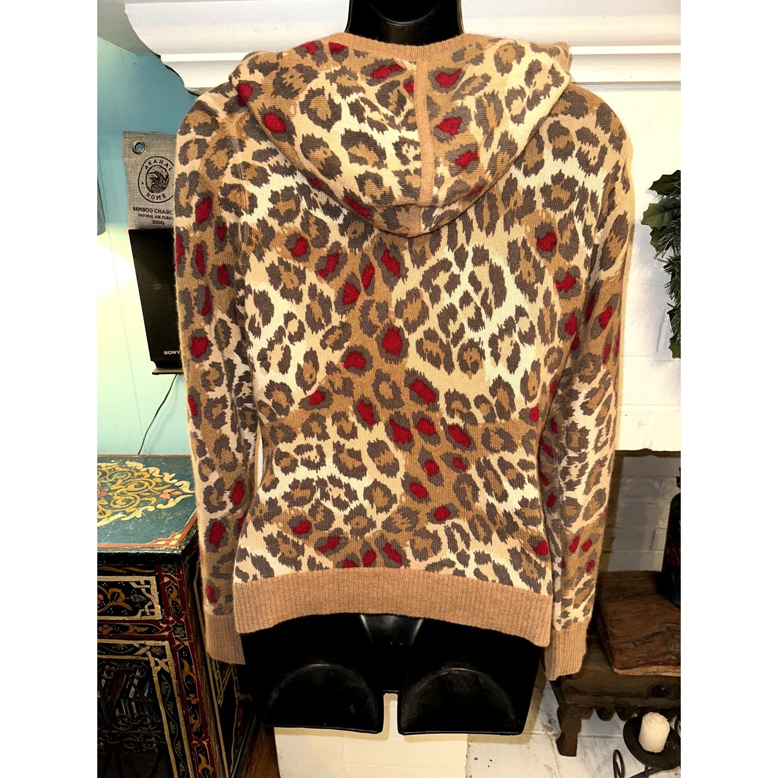 Vintage VINTAGE ANIMAL PRINT LEOPARD CASHMERE HOODIE CARDIGAN Size S / US 4 / IT 40 - 2 Thumbnail