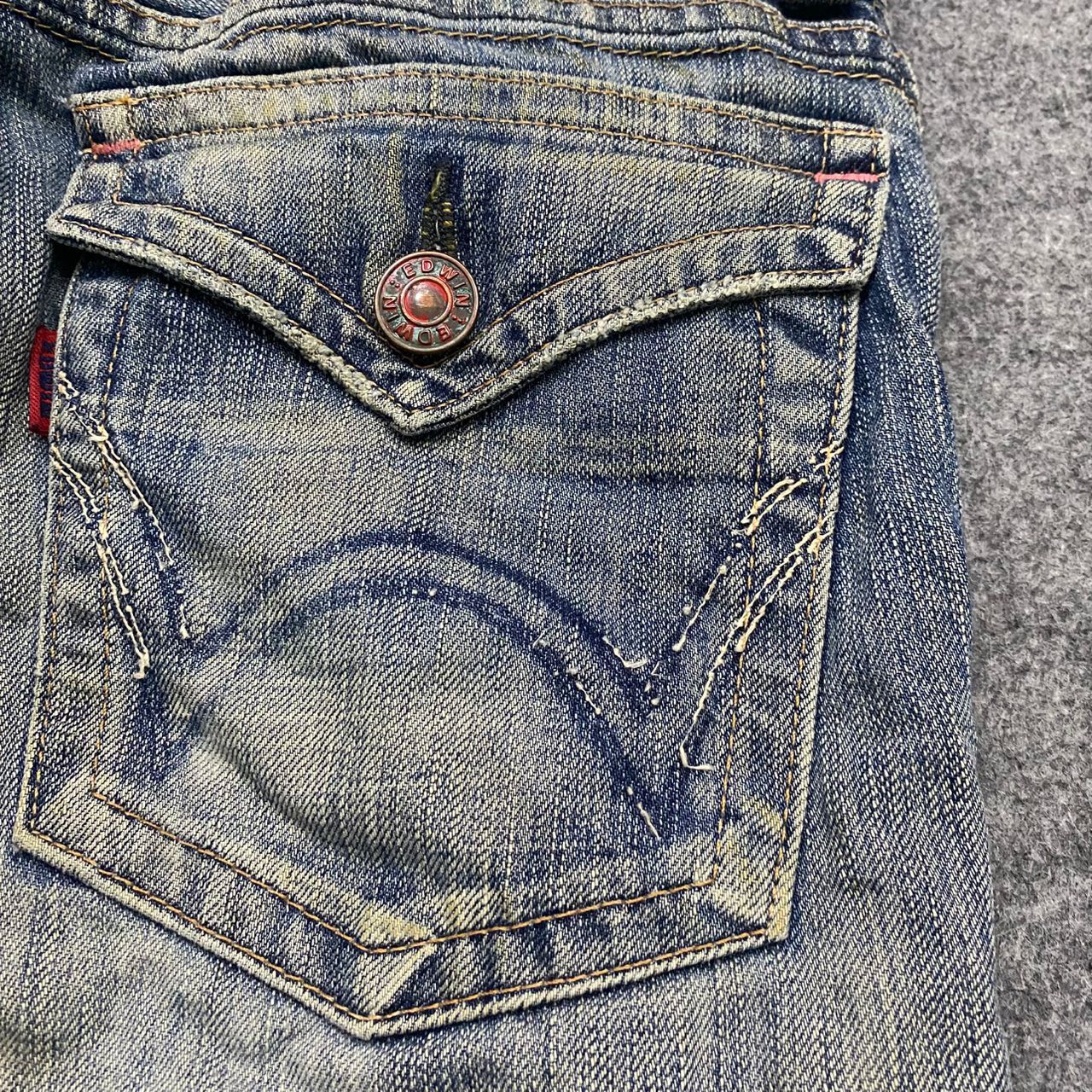 Edwin 💥Best Offer💥Vintage Edwin Blue Trip Distressed Denim Size US 31 - 14 Thumbnail