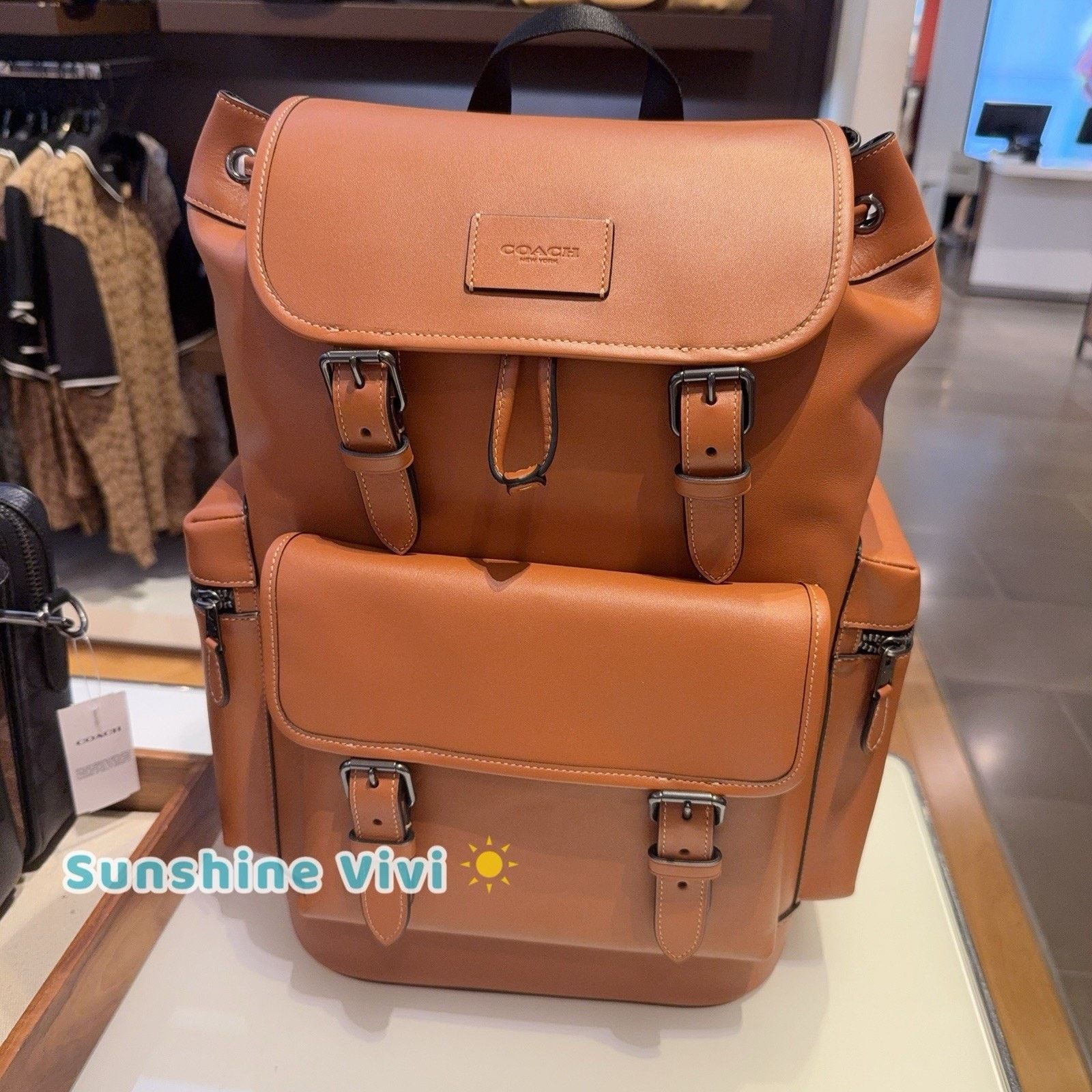 Coach NWT Coach Large Sprint Backpack Leather Gunmetal/Tan CDB61 Size ONE SIZE - 2 Thumbnail