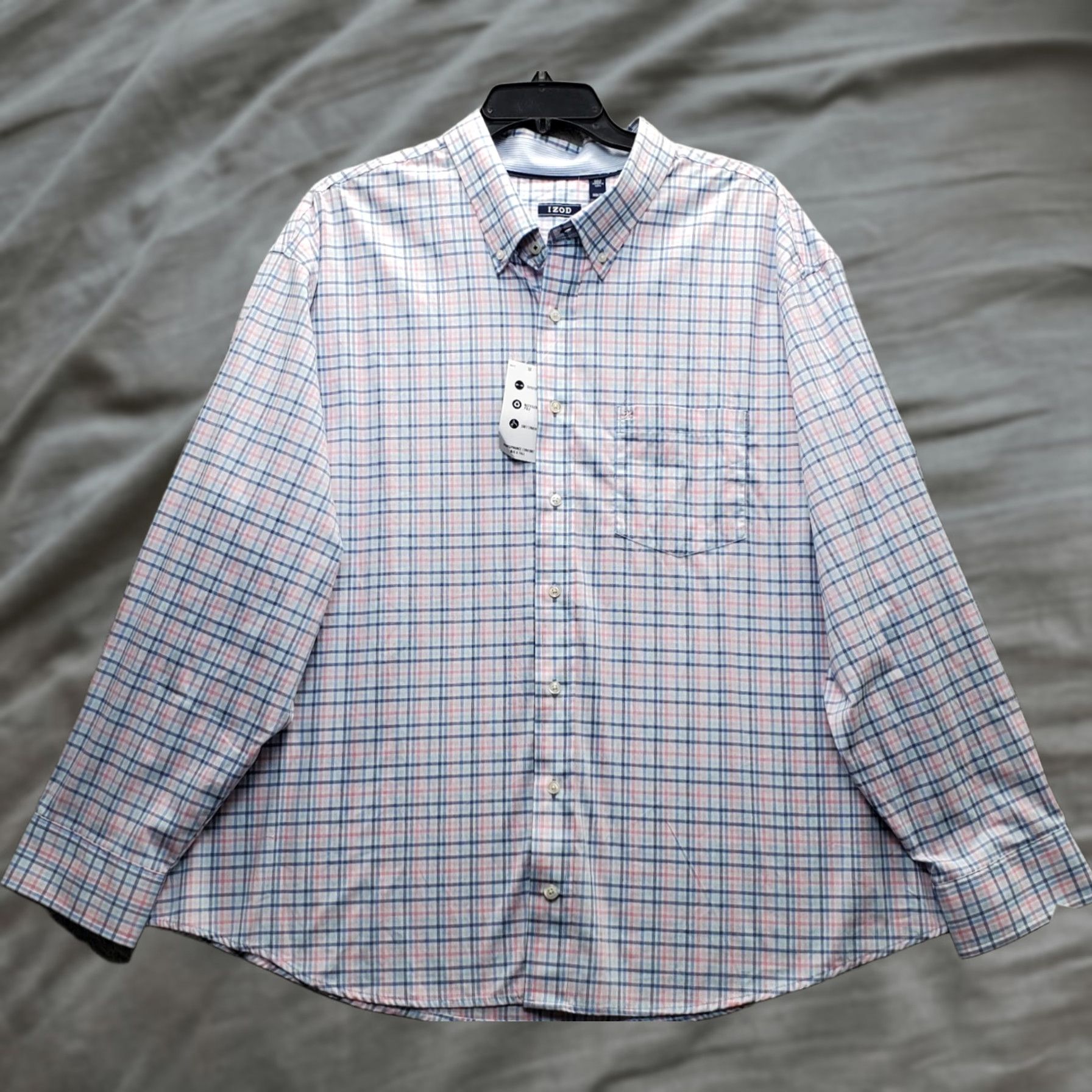 Izod IZOD Mens Shirt 3XB Multi Plaid Woven Long Sleeve Button-Down Casual Mens Size 3XB Color Multicolor Size US XXL / EU 58 / 5 - 1 Thumbnail