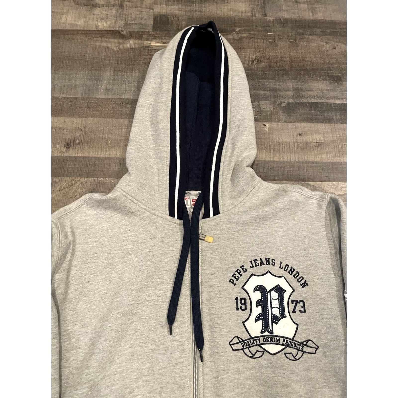 Pepe Jeans VINTAGE Pepe Jeans London Y2K Men's Hooded Full Zip Graphic Print Hoodie Size L Gray Size US L / EU 52-54 / 3 - 2 Thumbnail