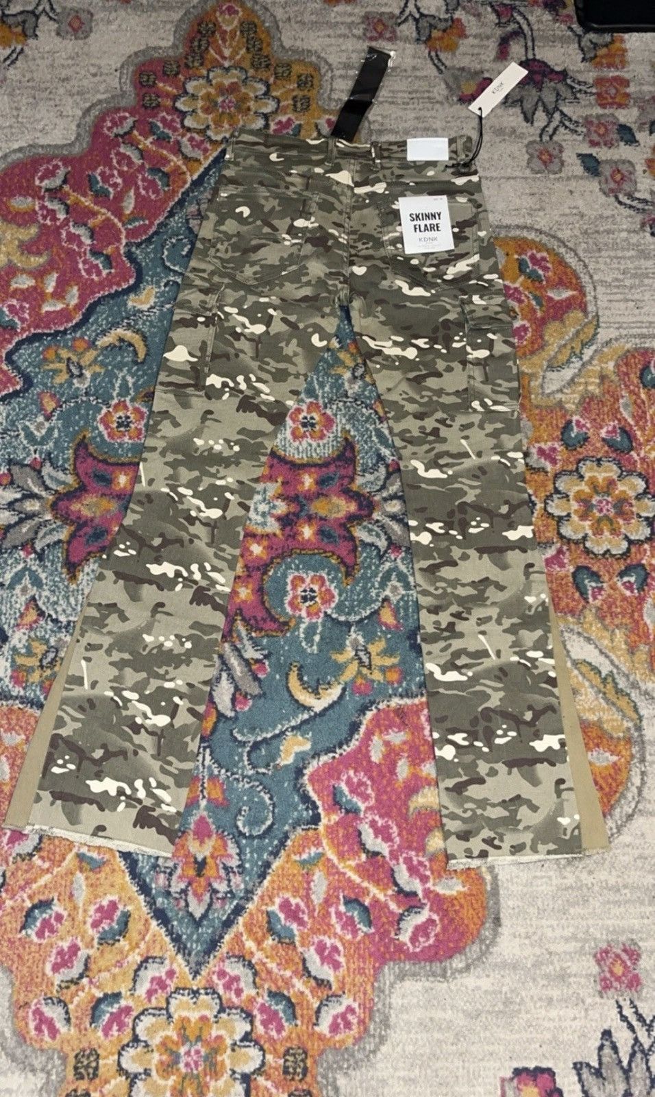 Designer KDNK Skinny Flared Jeans Sz 30 Wide Bottoms Camo Size US 30 / EU 46 - 2 Thumbnail
