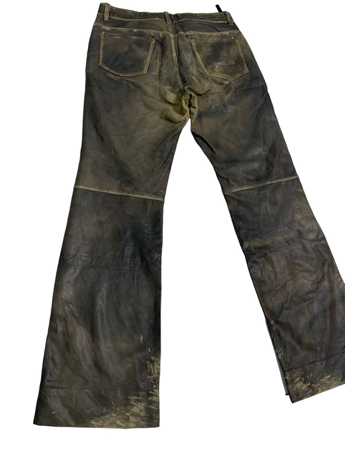 Japanese Brand 🔥Distressed Leather Cumtom Culture Biker Pants Size US 32 / EU 48 - 2 Thumbnail
