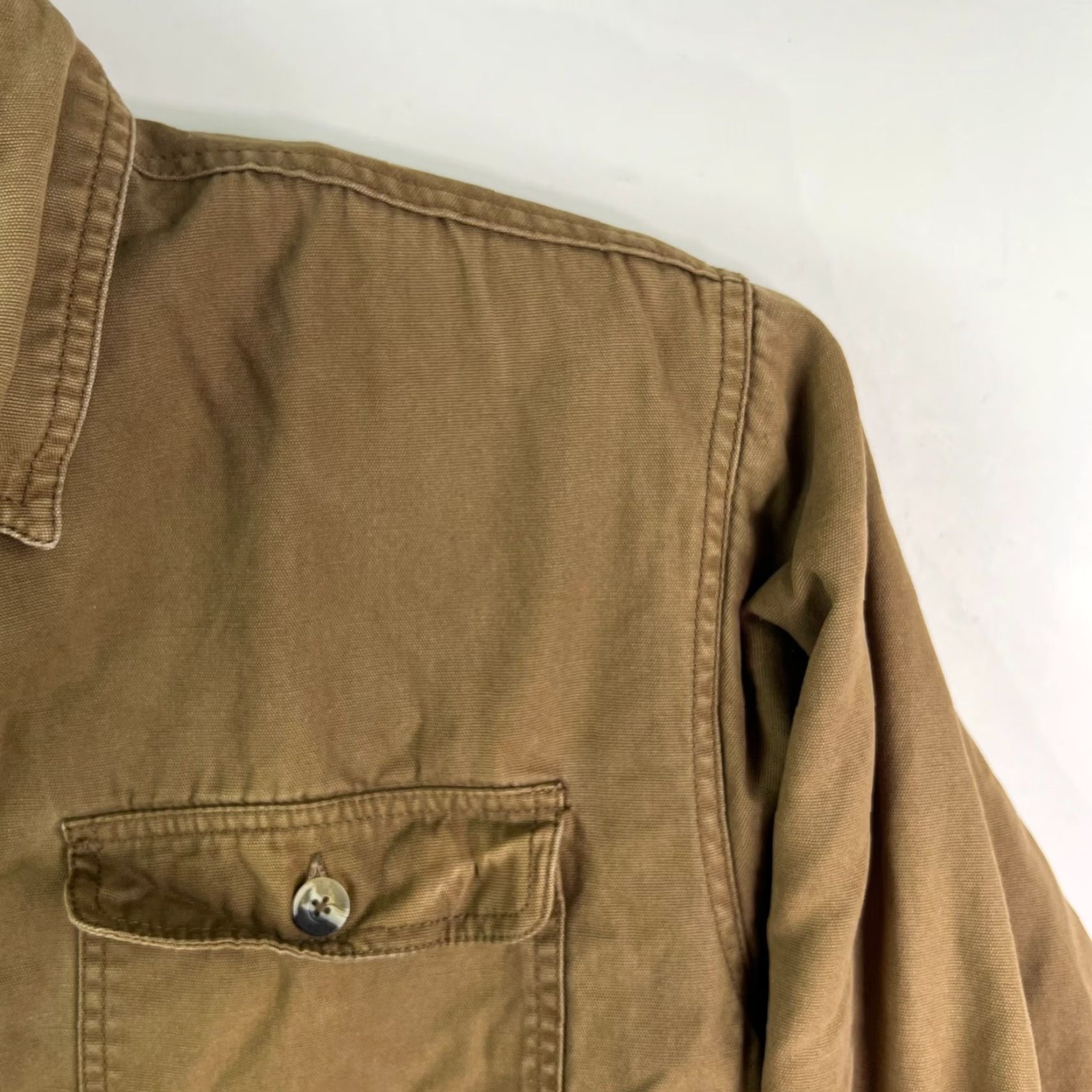 Vintage Buckhorn River Button-Up Shirt Mens L Brown Lined Flece Long Sleeve Canvas Cotton Polyester 48 in Chest Casual Travel Workwear Sized Regular Mens Size US L / EU 52-54 / 3 - 2 Thumbnail