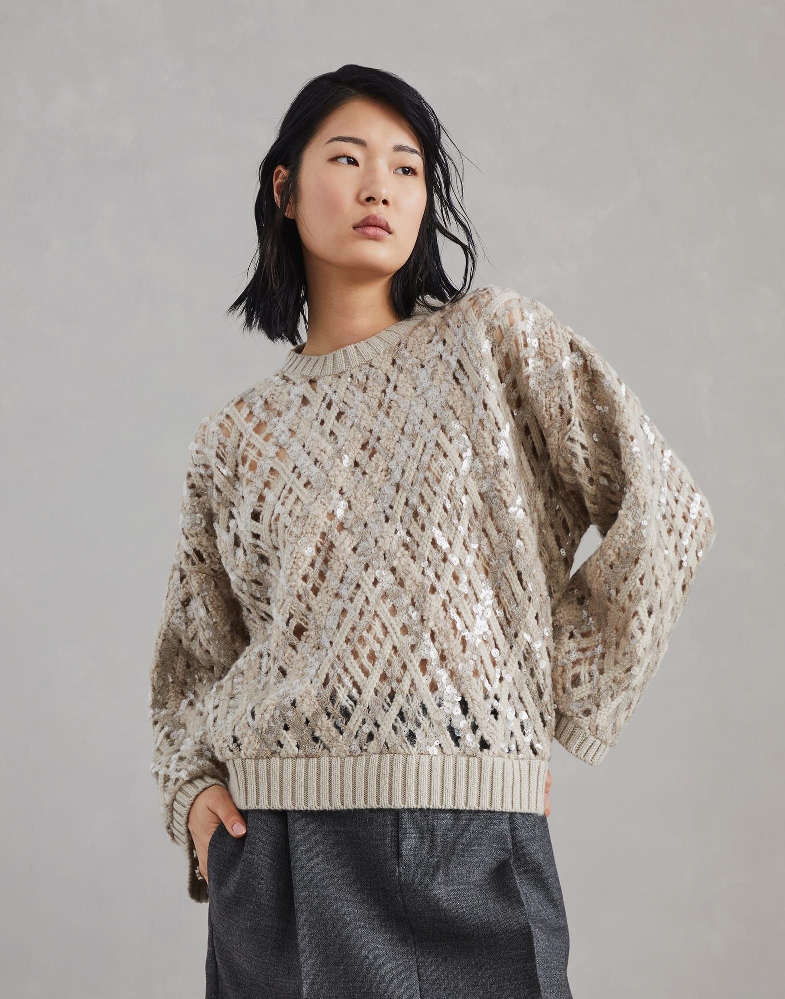 Brunello Cucinelli o1la1rc1a1025 Cashmere Sweater in Beige Size XL / US 12-14 / IT 48-50 - 1 Thumbnail