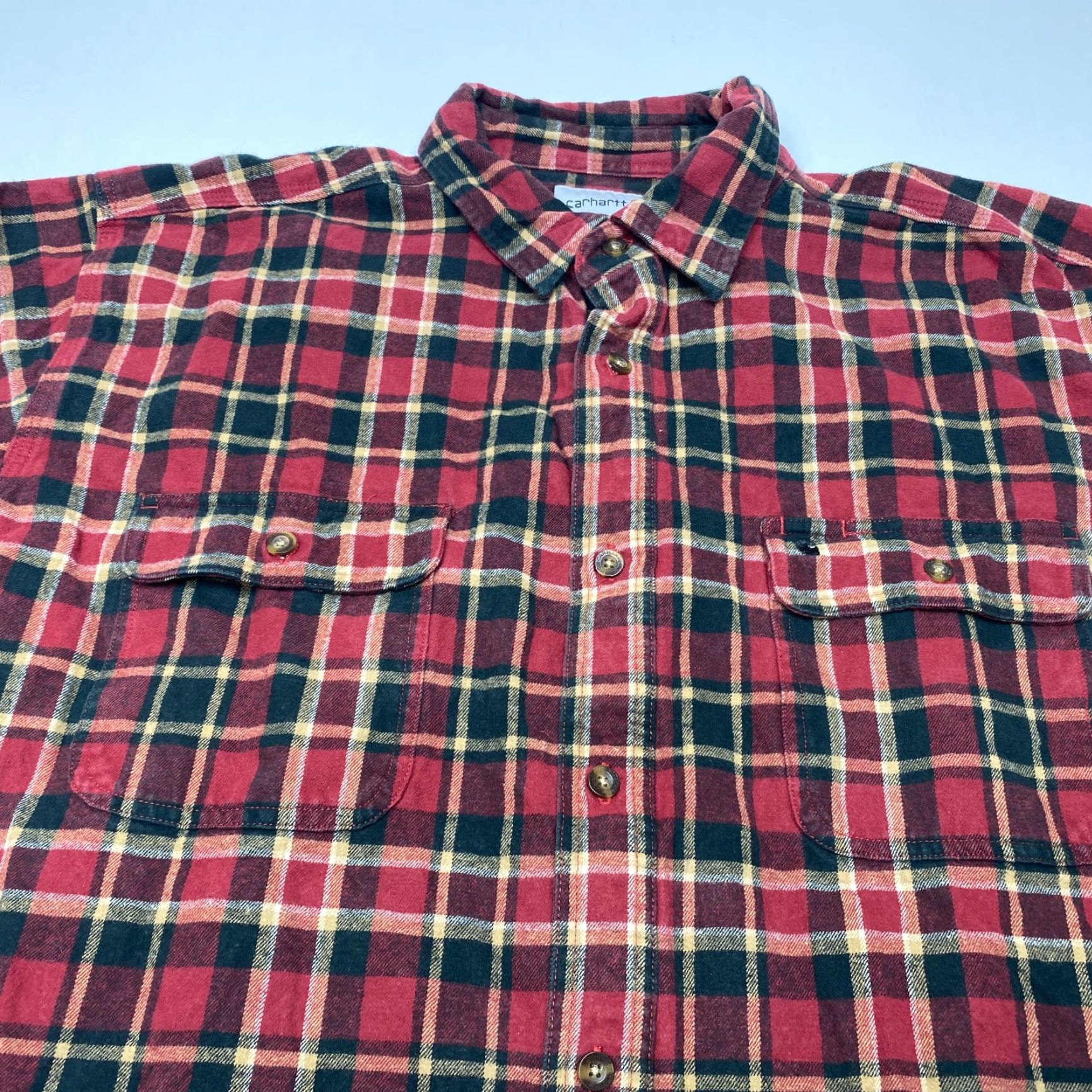 Carhartt Carhartt Mens 2XL Original Fit Hubbard Flannel Shirt Heavyweight Red Plaid Size US XXL / EU 58 / 5 - 5 Thumbnail