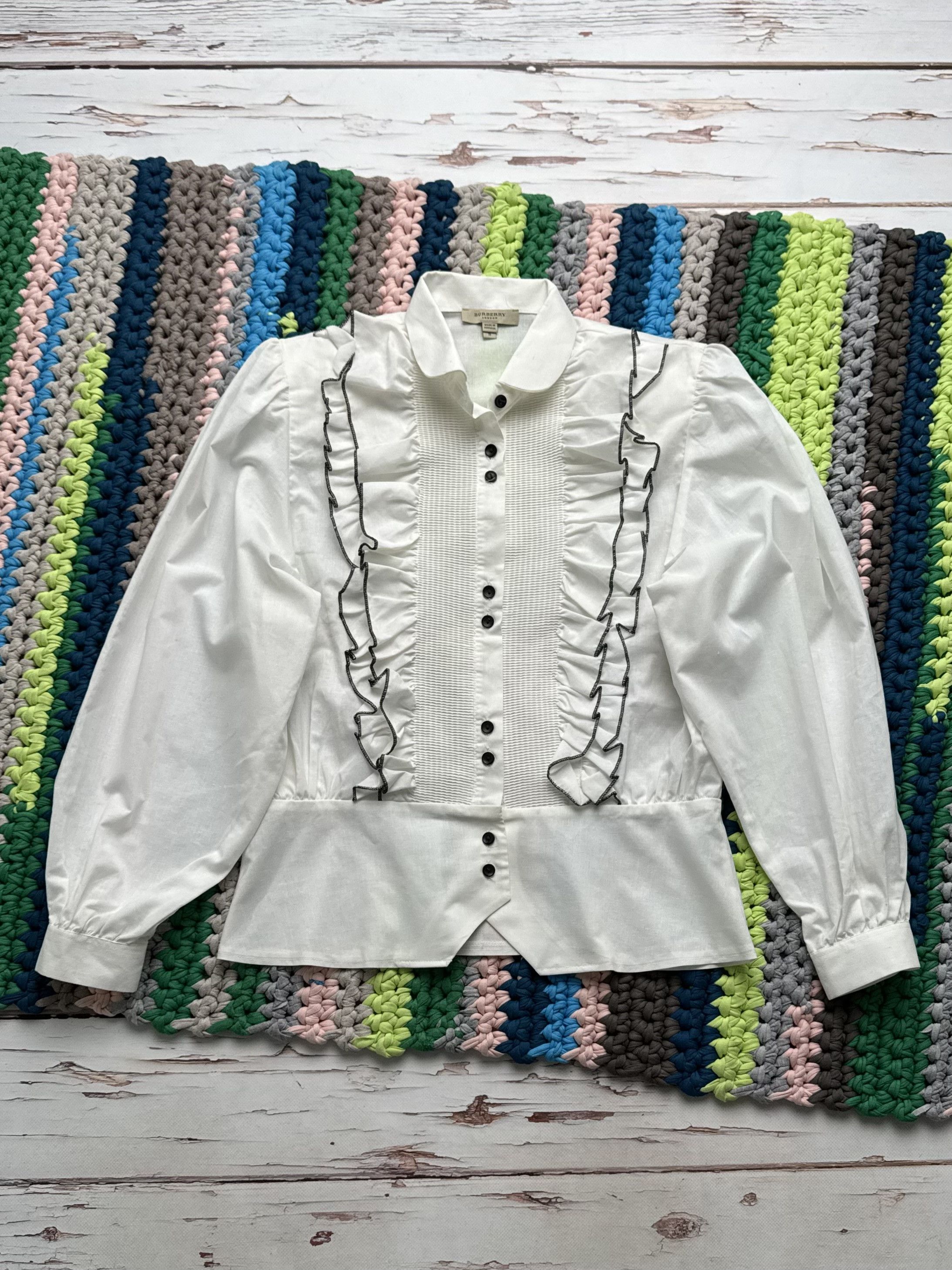Burberry Burberry Vintage Ruffle Blouse Pleated Front Shirt Victorian Size S / US 4 / IT 40 - 1 Thumbnail