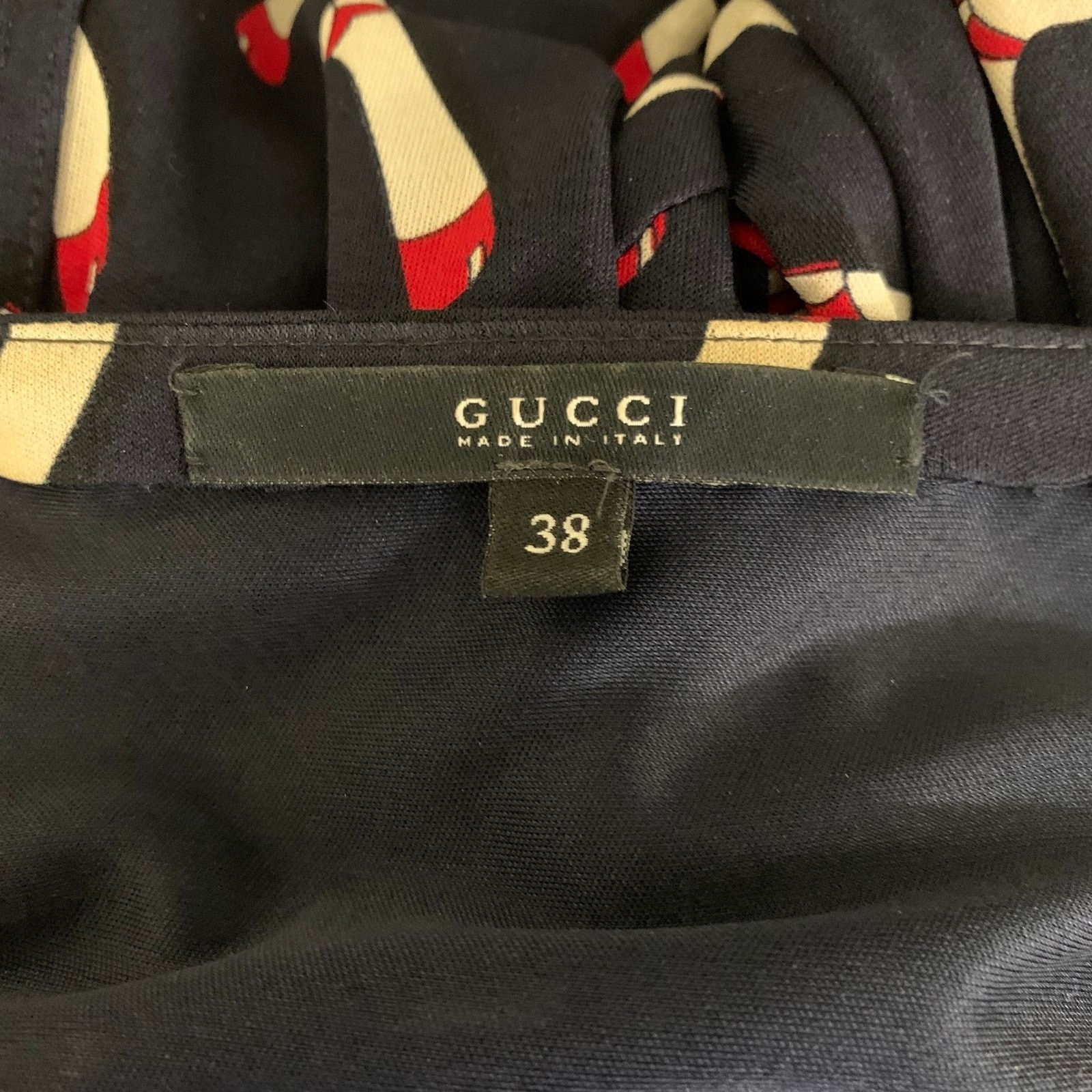 Gucci GUCCI Size 2 Navy Red Silk Riding Boots Wrap Dress Size XS / US 0-2 / IT 36-38 - 7 Thumbnail